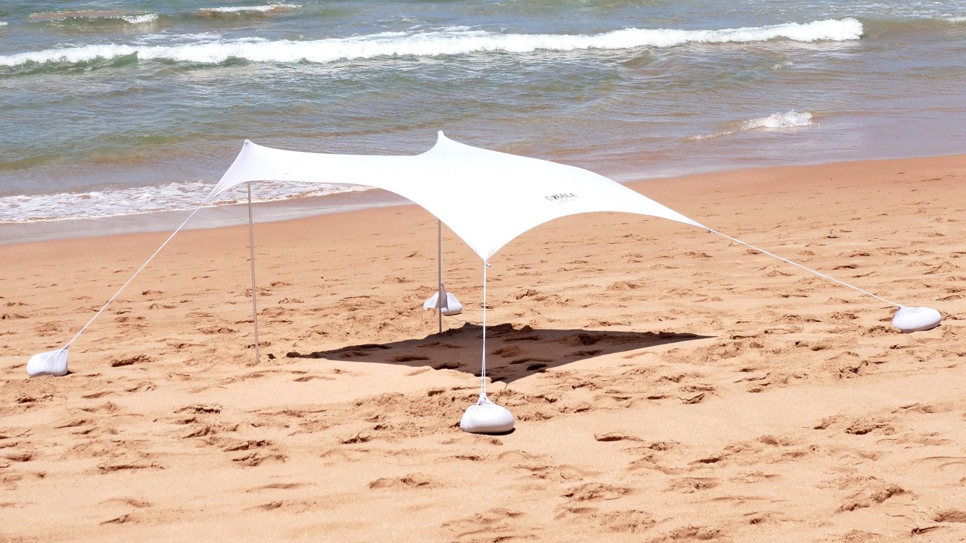 Family Size Wave Break Beach Tent - Light Grey