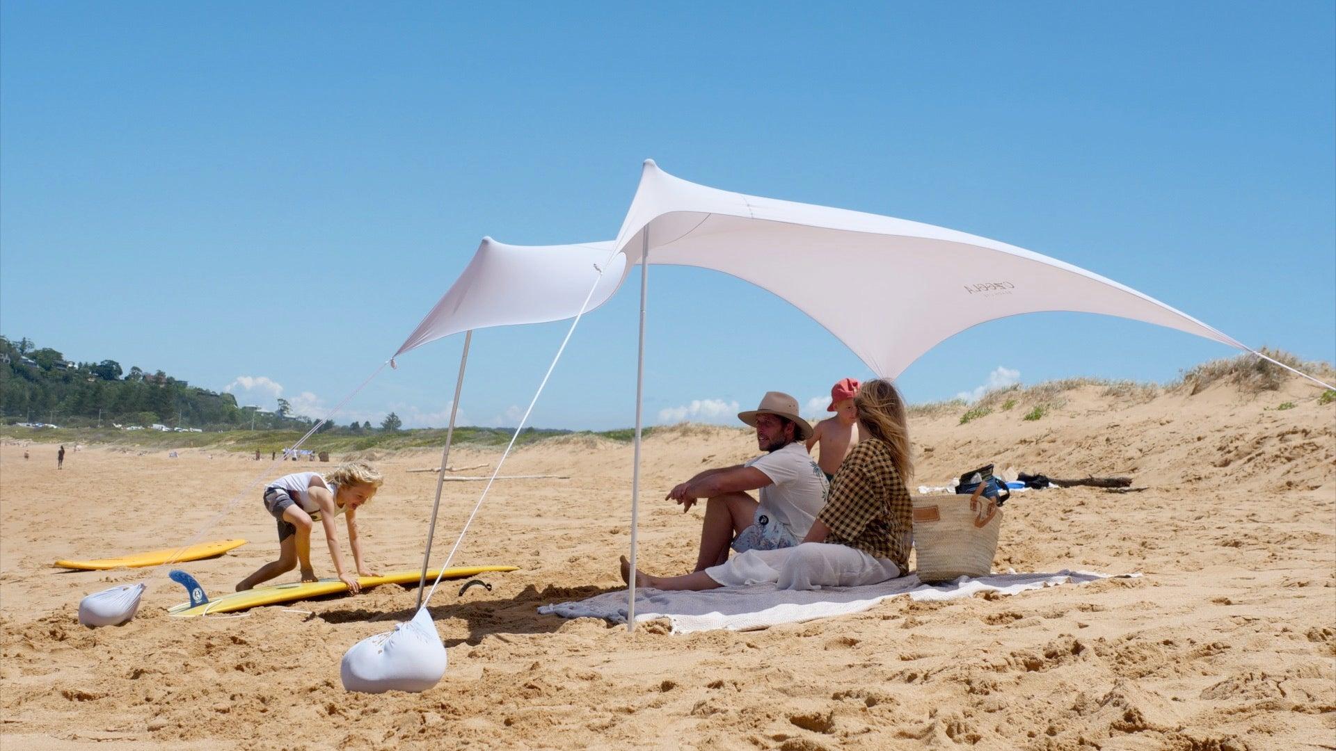 Family Size Wave Break Beach Tent - Light Grey