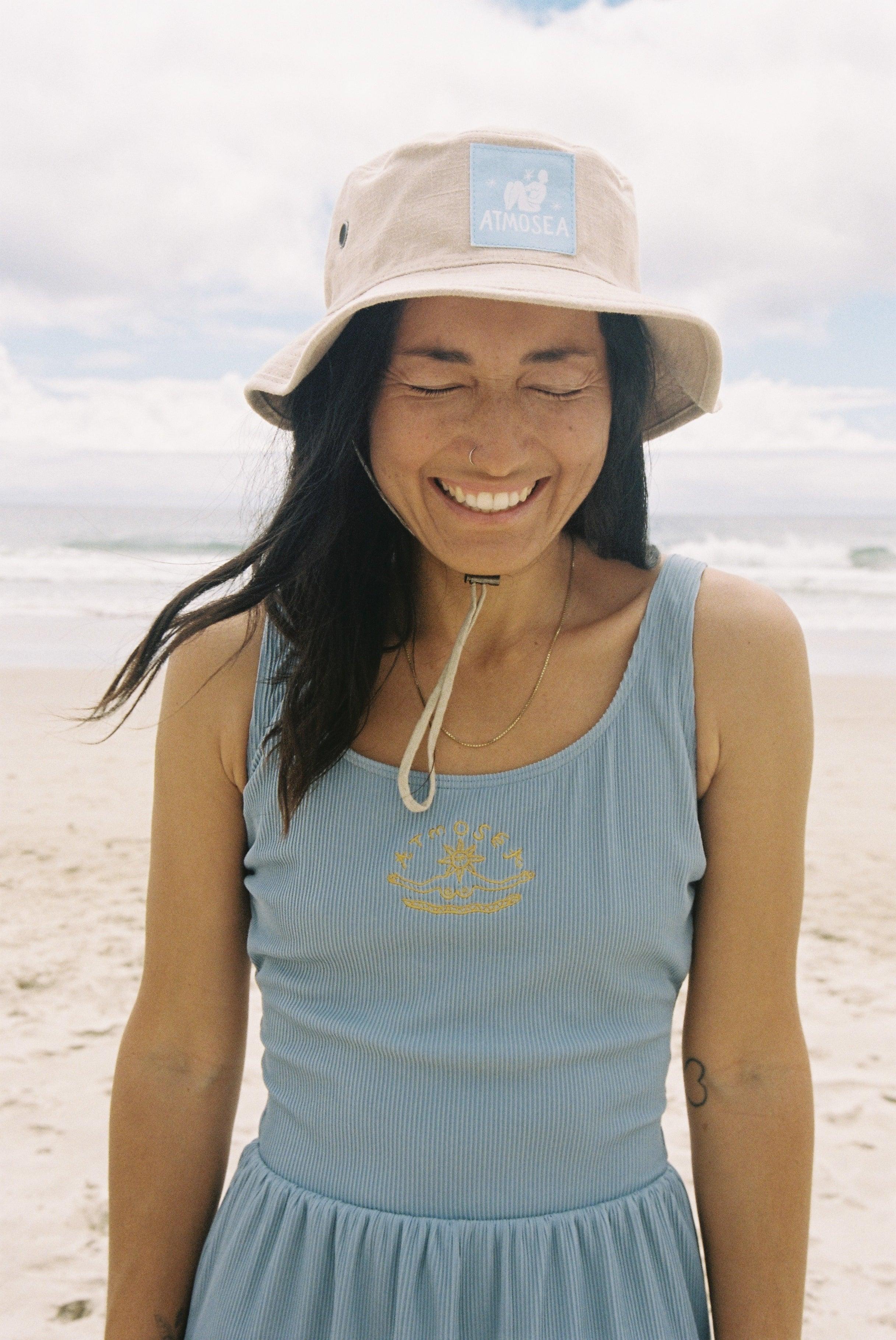 Hemp Bucket Surf Hat - on model