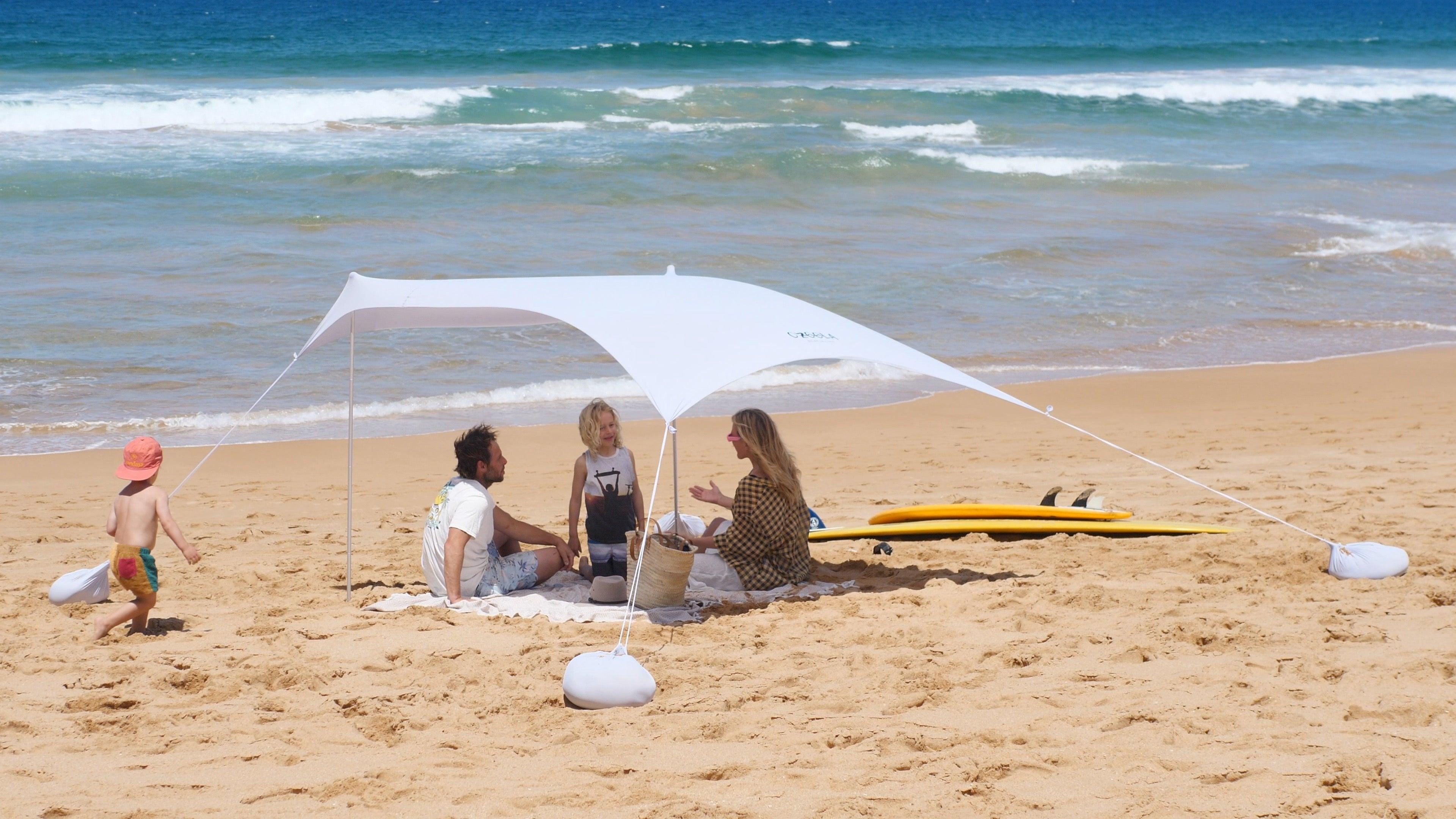 Family Size Wave Break Beach Tent - Light Grey