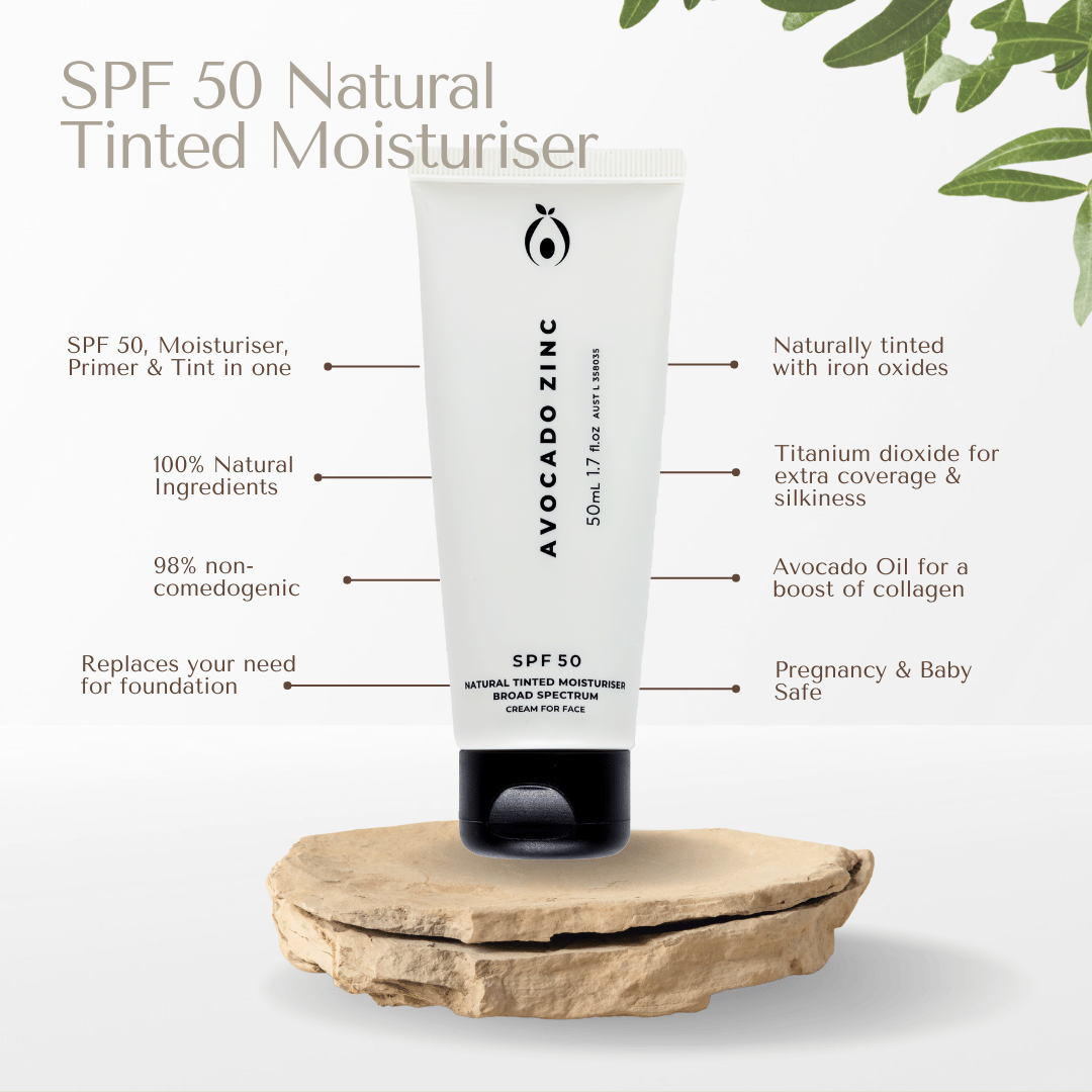 Avocado Zinc SPF 50 Natural Tinted Moisturiser - Medium/Dark features