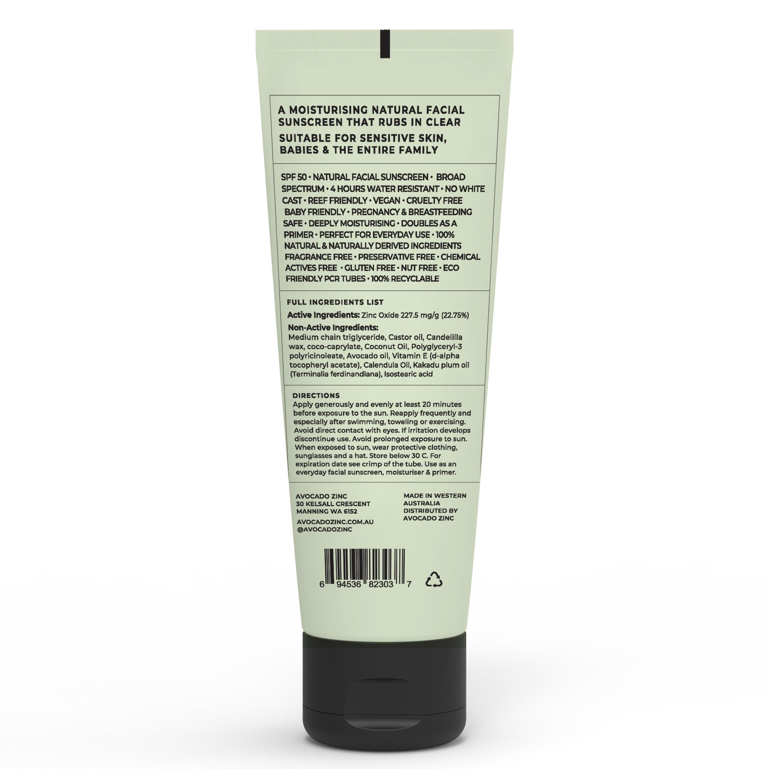 Avocado Zinc SPF 50 Natural Physical Sunscreen