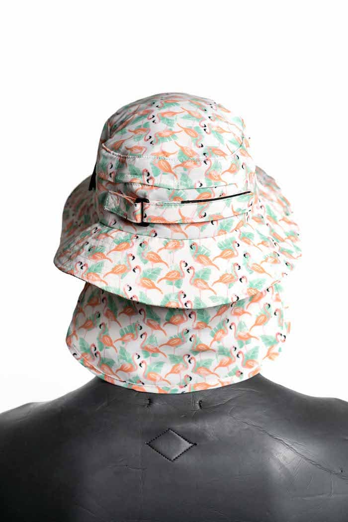 Boardosox Flamingo Surf Hat back on model