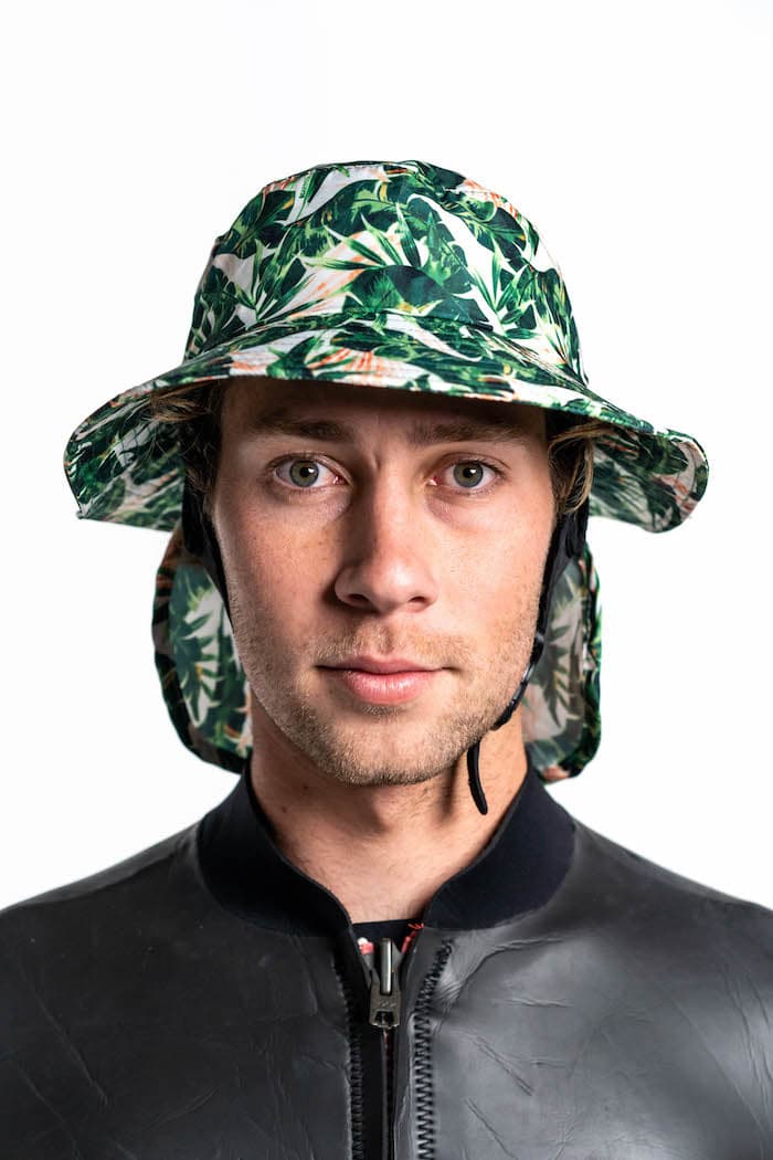 Boardsox Green Leaf Surf Hat front on model