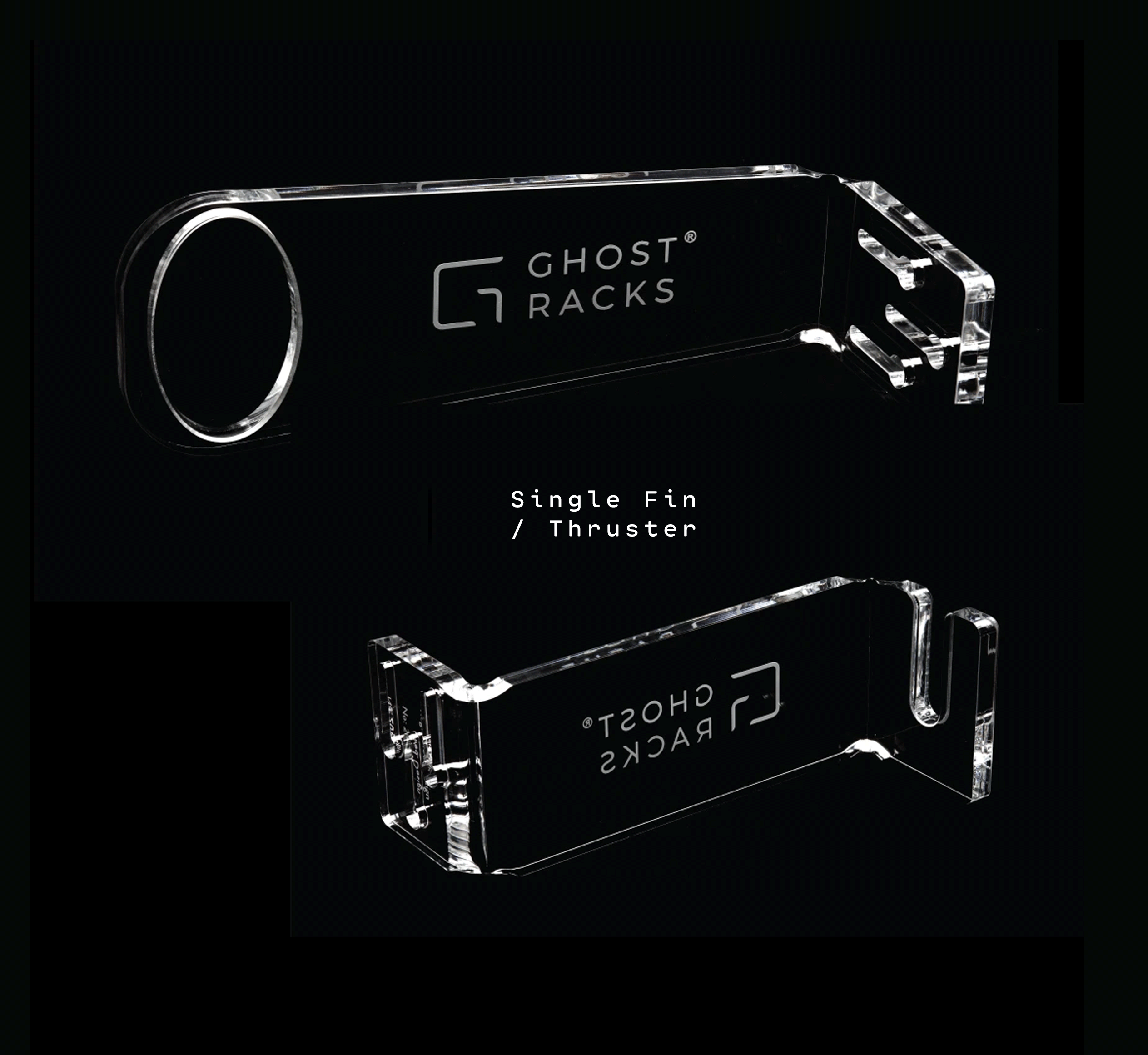 Ghost Racks Vertical Surfboard Wall Rack hooks - Single Fin or Thruster