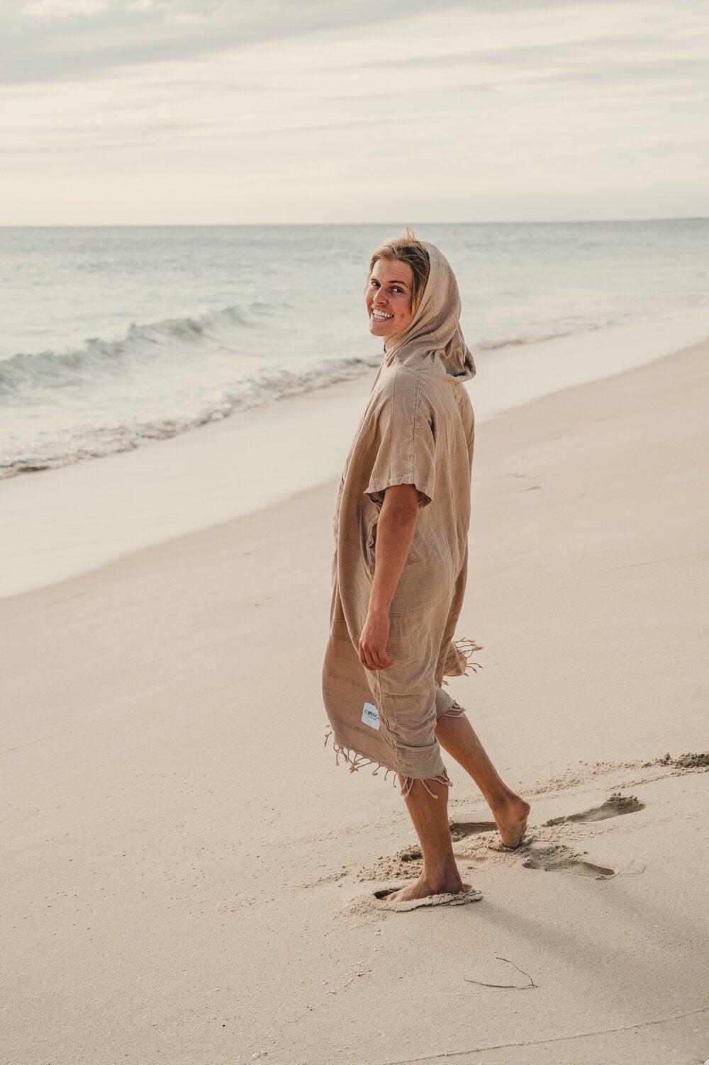 OZoola Surf Poncho - Sand on model at the beach