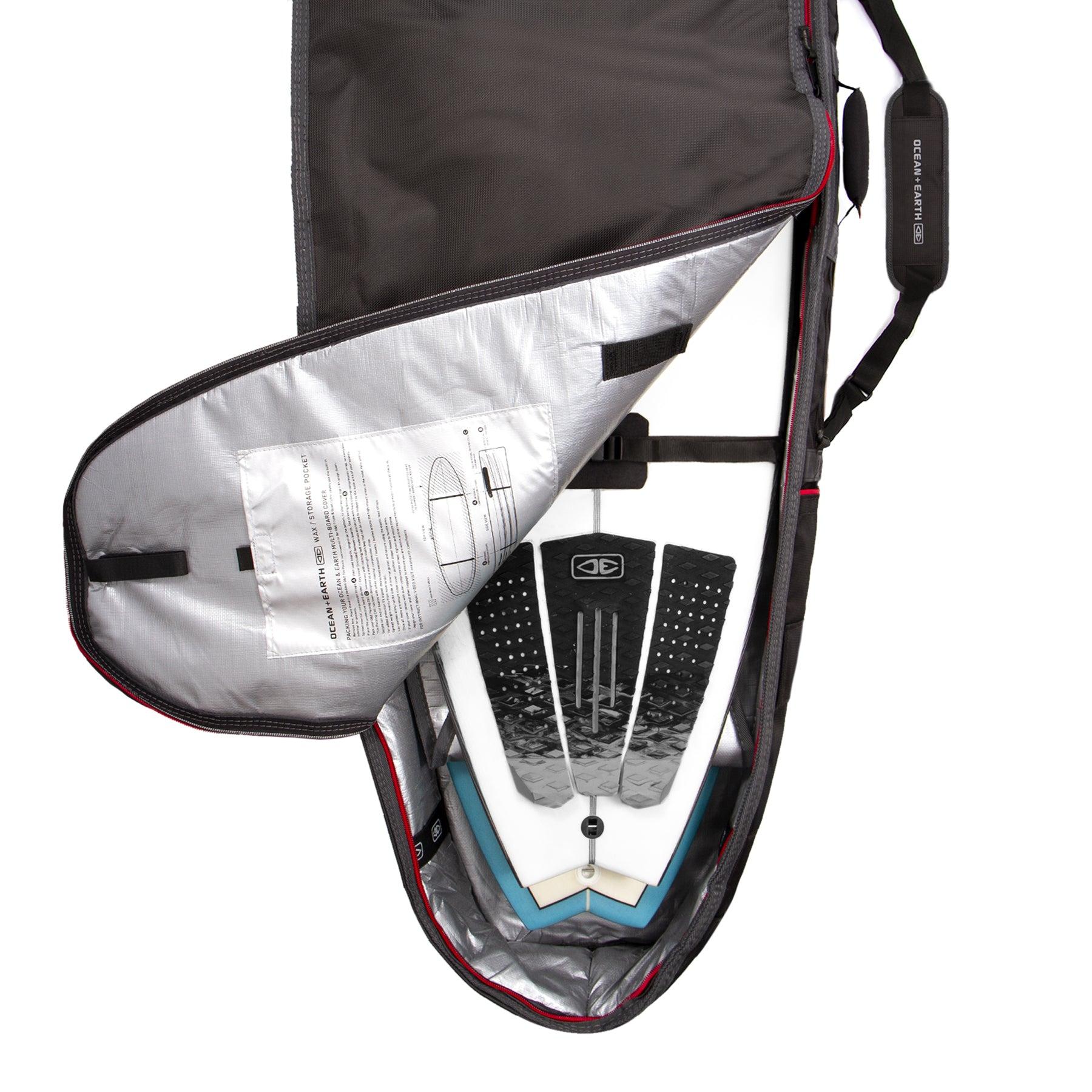 Triple Coffin Shortboard Cover - Black/Red / 7'6" 10