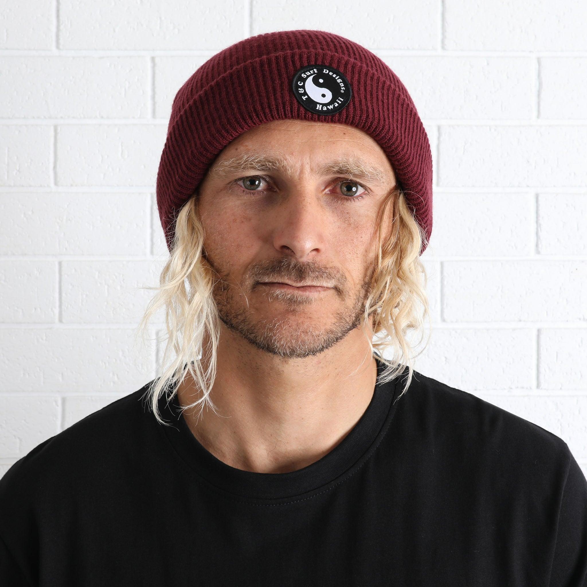T&C Surf OG Beanie - Burgundy on model