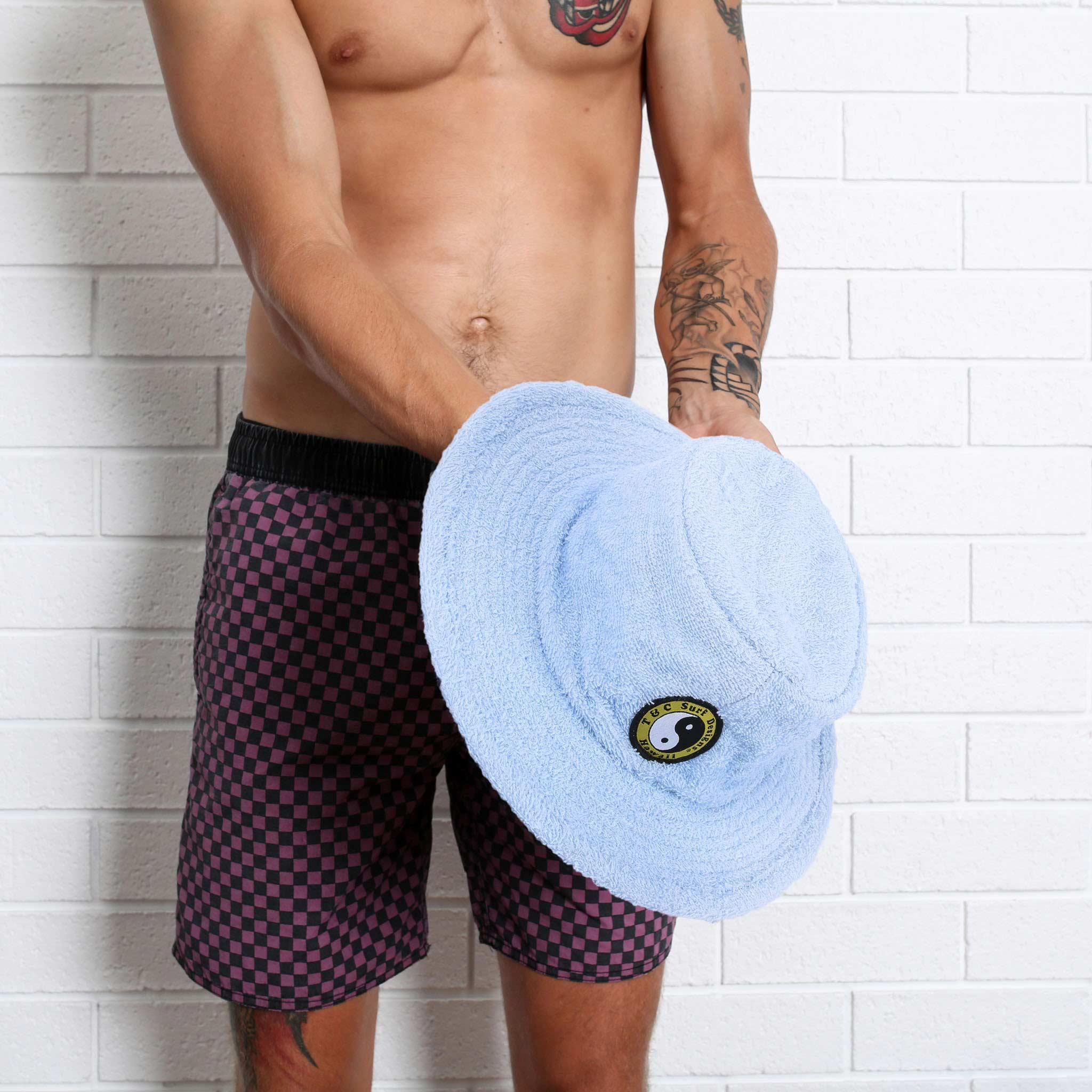 T&C Terry Beach Hat - Light Blue against body