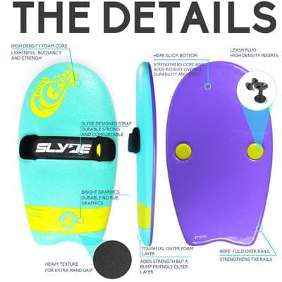 Slyde Grom Soft Top Handboard - Turquoise/Purple features and details