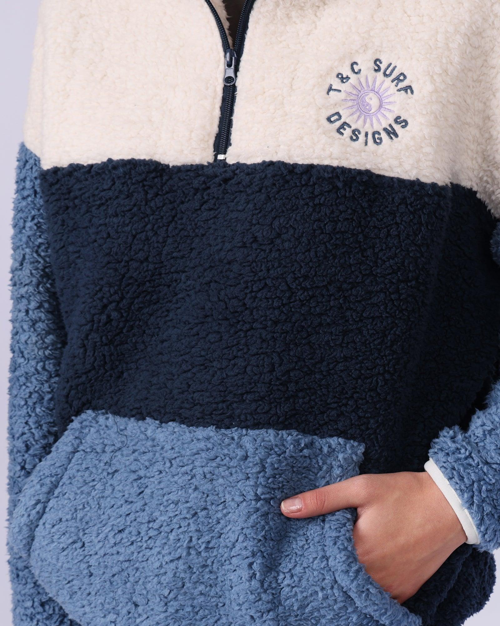 Blockout 1/4 Zip Sherpa - Blue