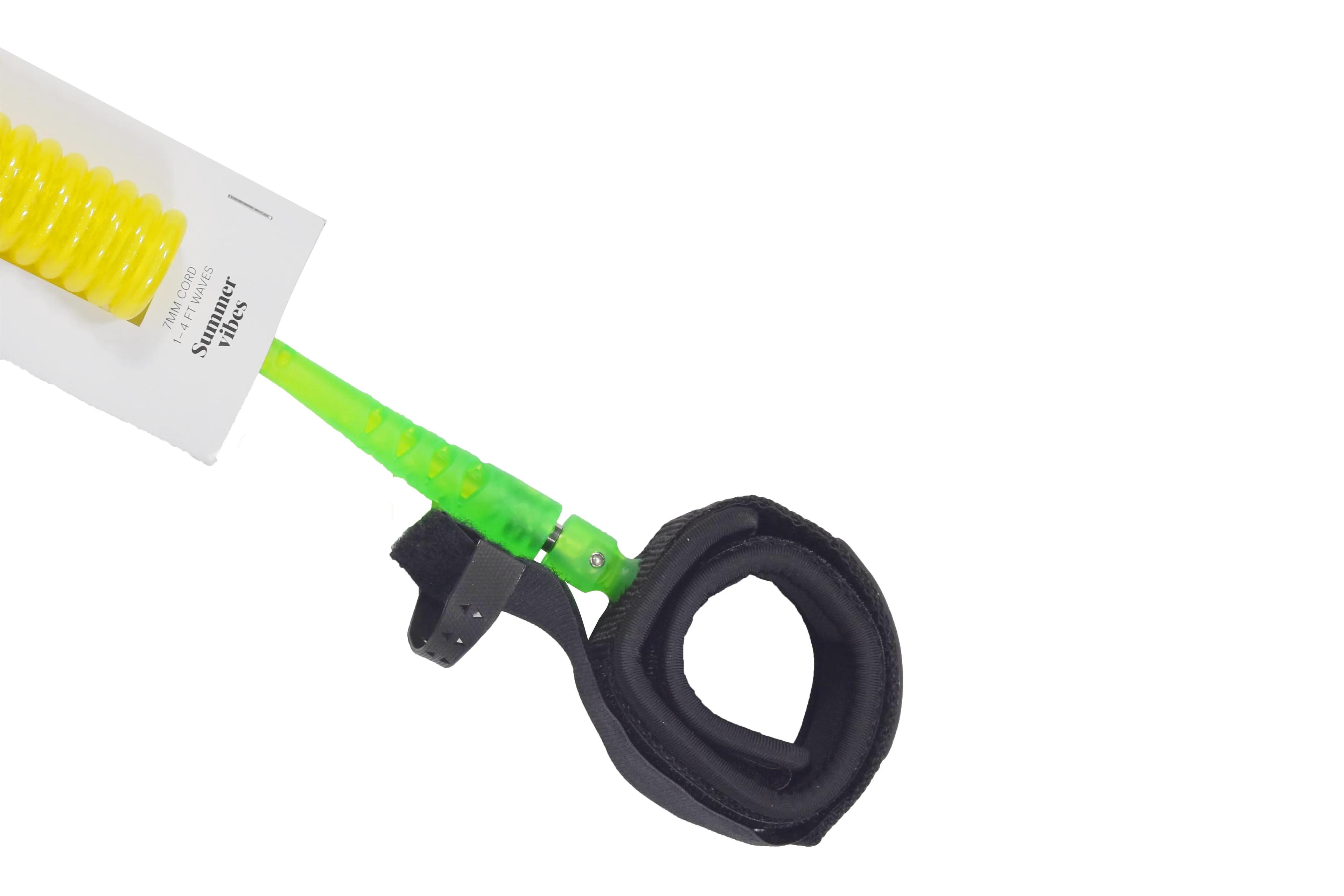 Summer vibes Session Bodyboard Bicep Coil Leash - Green Fluro - Summer vibes