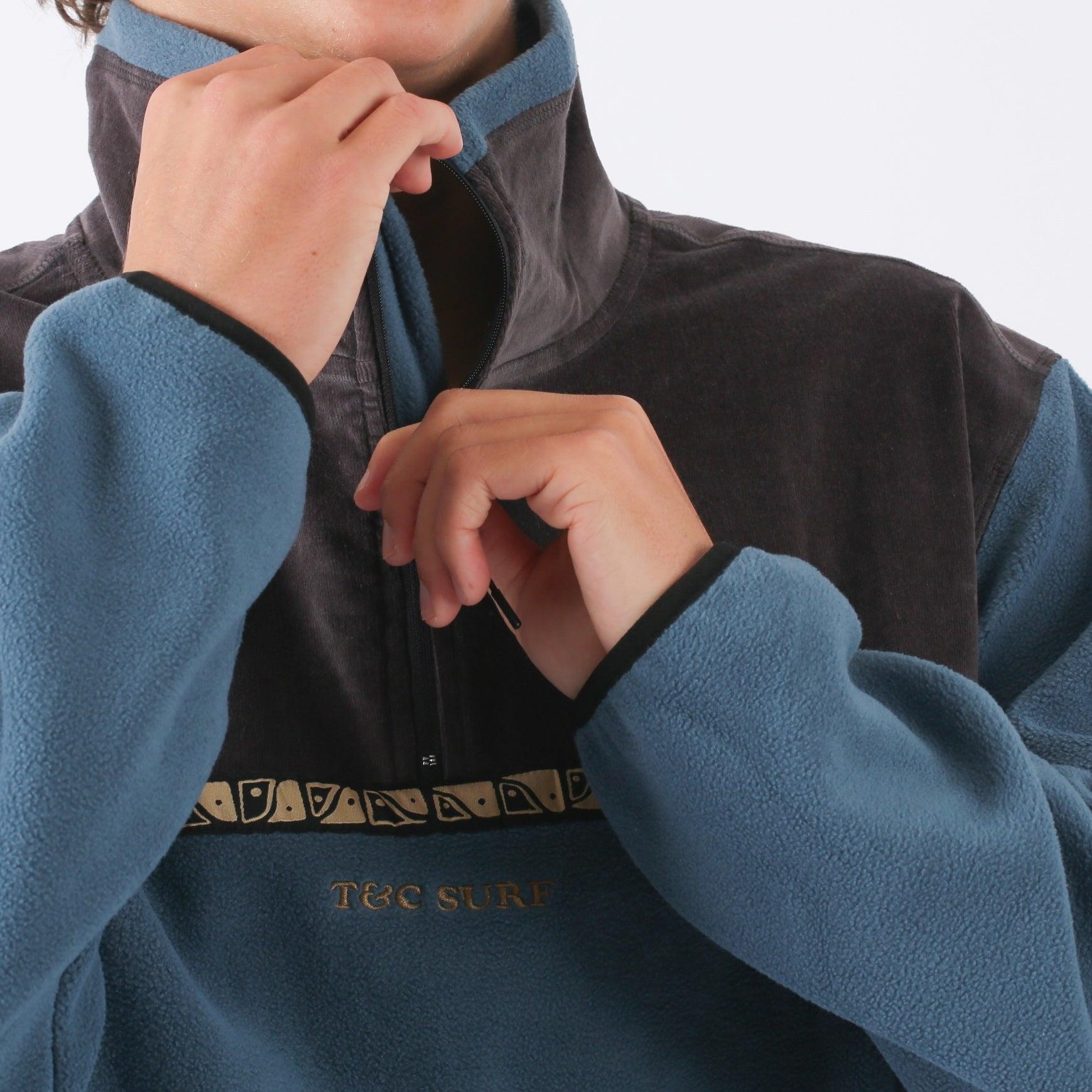 Close-up of zipper and logo
