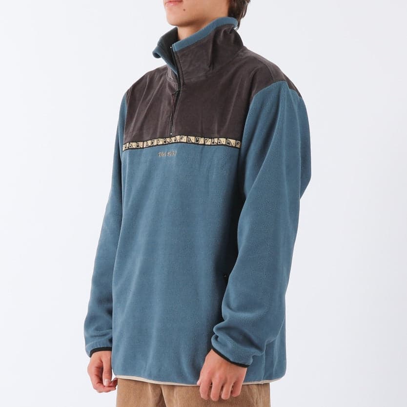 Model wearing fleece with shorts