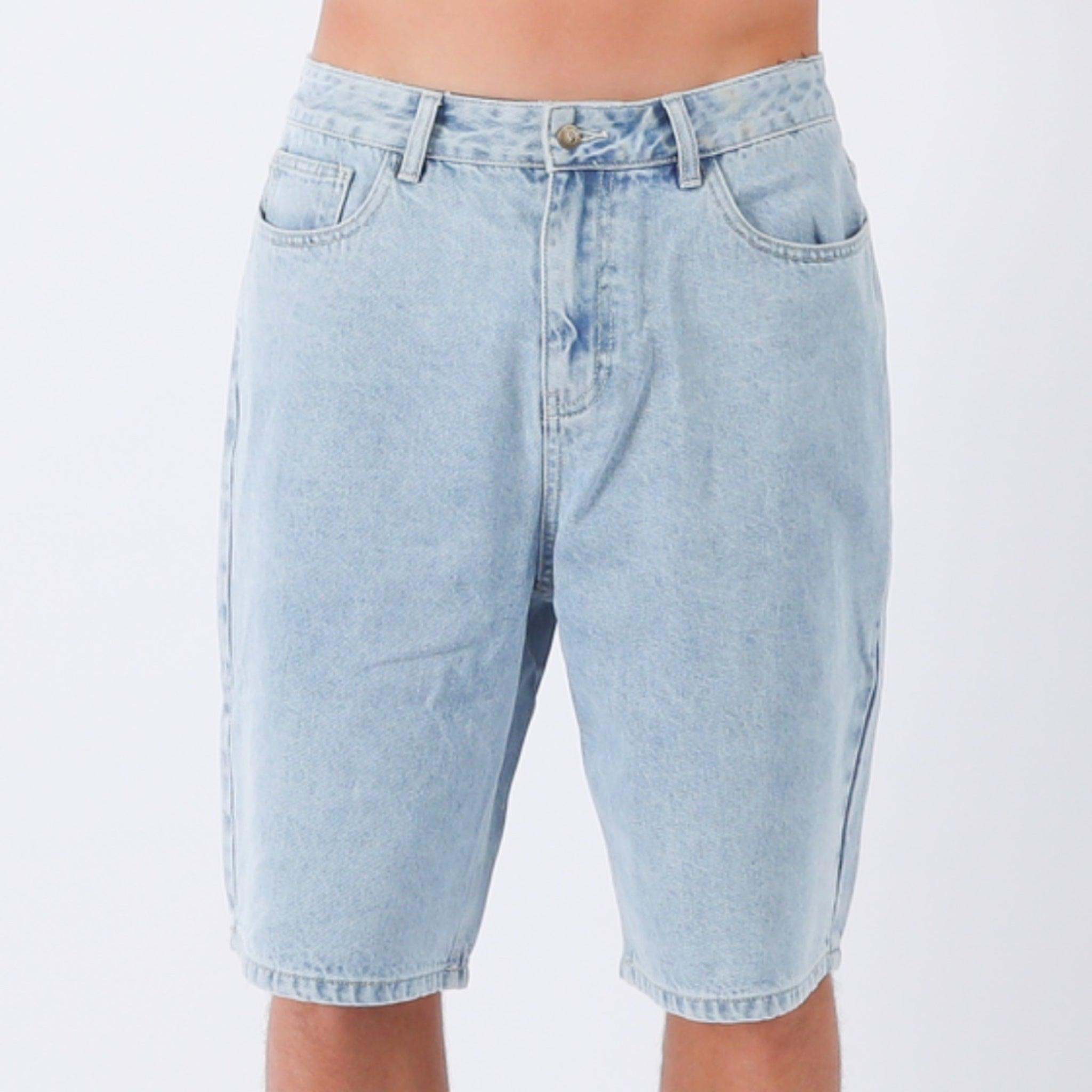 Front view of denim shorts