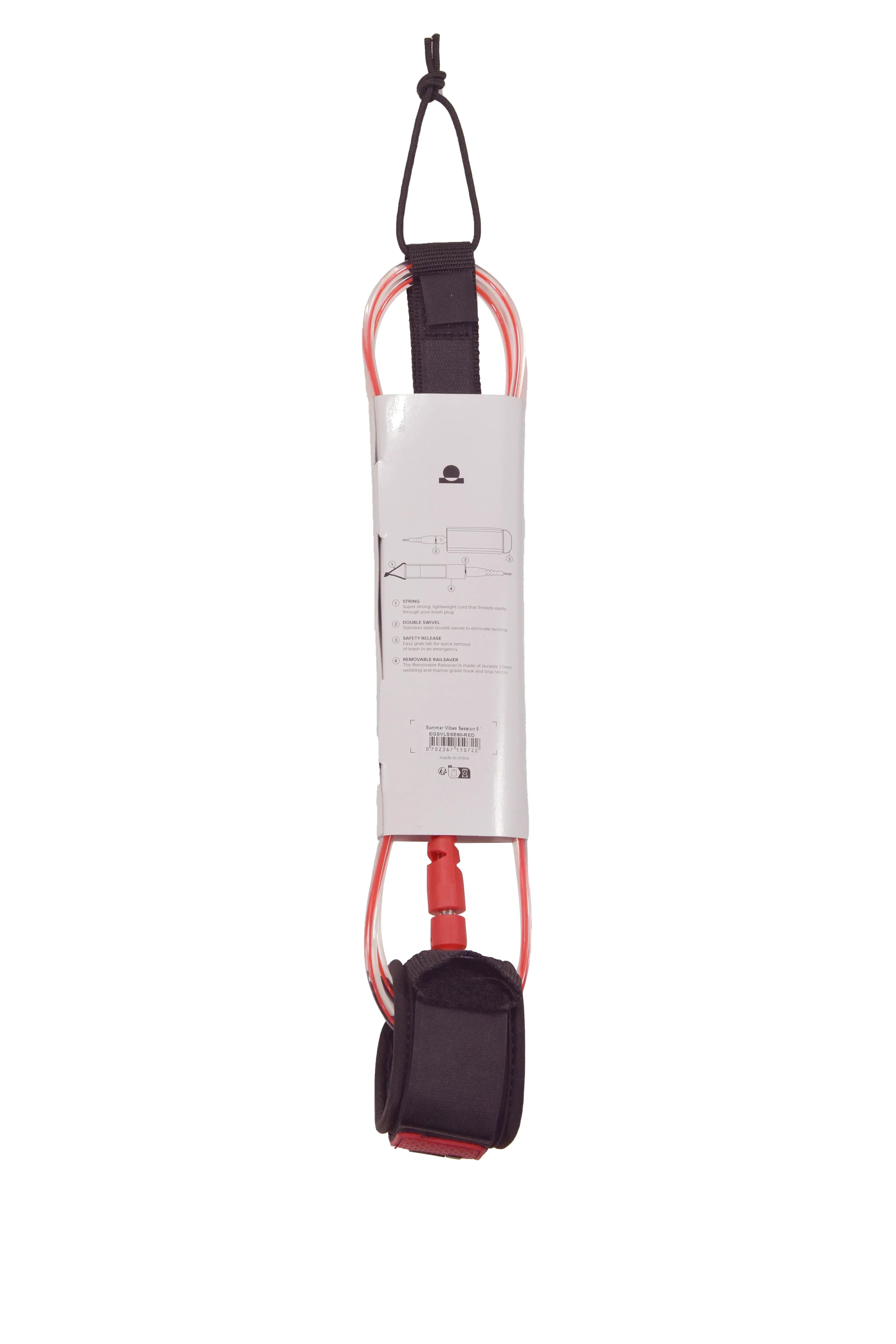 Summer vibes Session 5ft Surfboard Leash Leg rope - Red Clear - Summer vibes