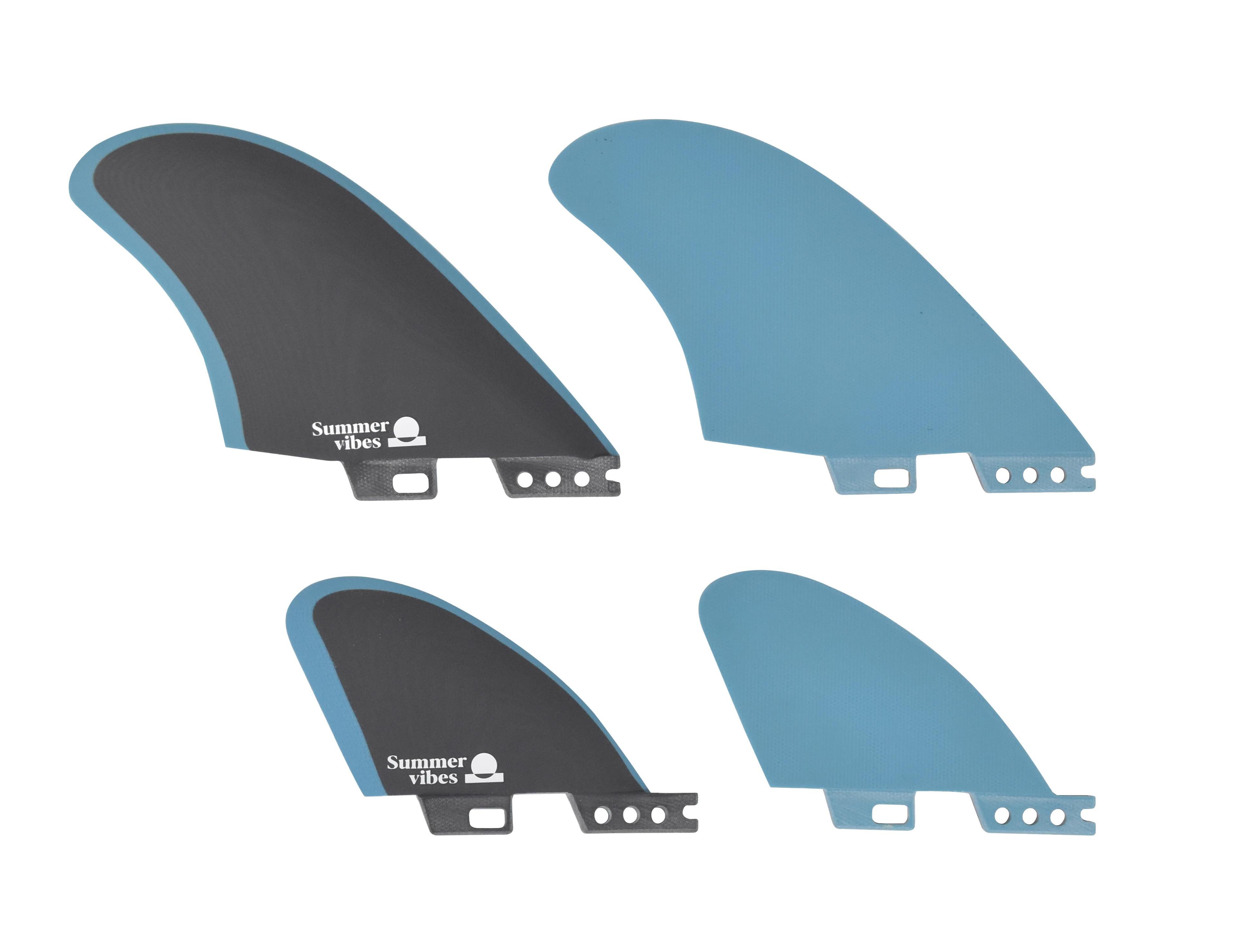 Summer vibes Quad Mid Keel 4-Fin Set FCiiCompatible - Black/Blue