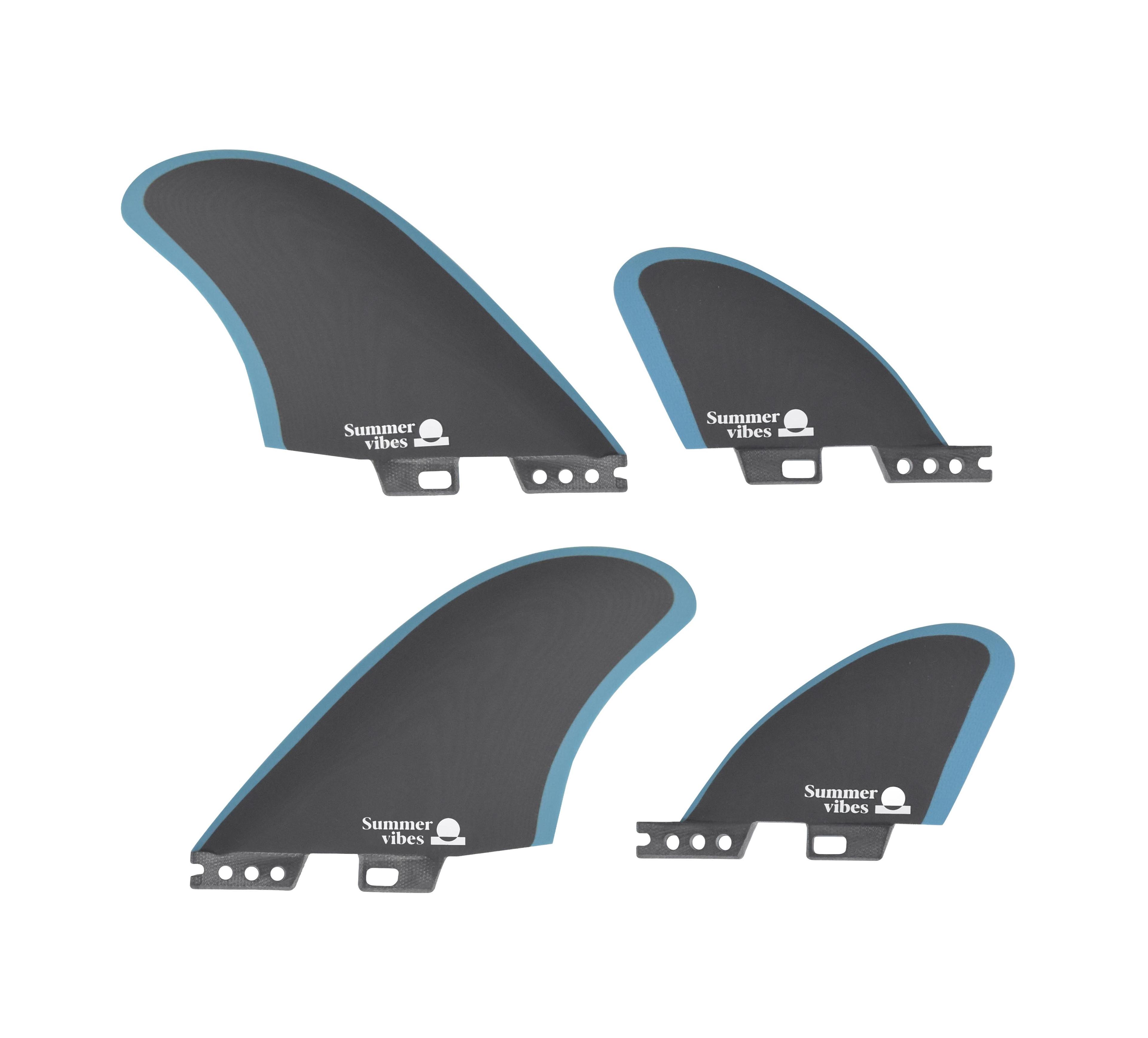 Summer vibes Quad Mid Keel 4-Fin Set FCiiCompatible - Black/Blue
