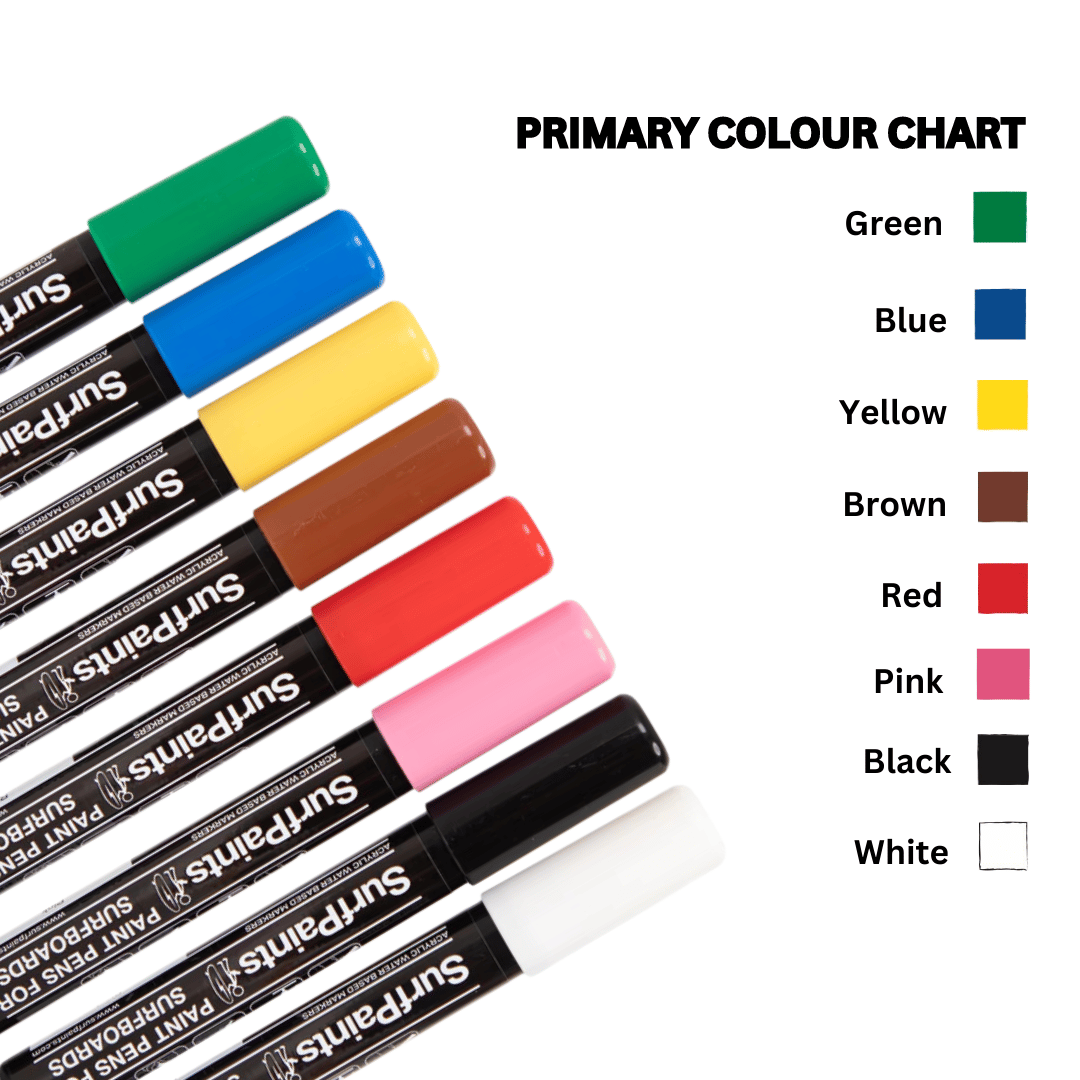 Primary Acrylic Paint Pens – 4mm Durable Bullet Nibs for All Surfaces – Premium Japanese Quality