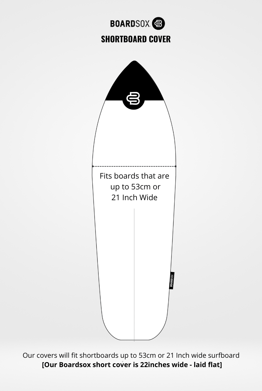 Size guide for shortboard cover