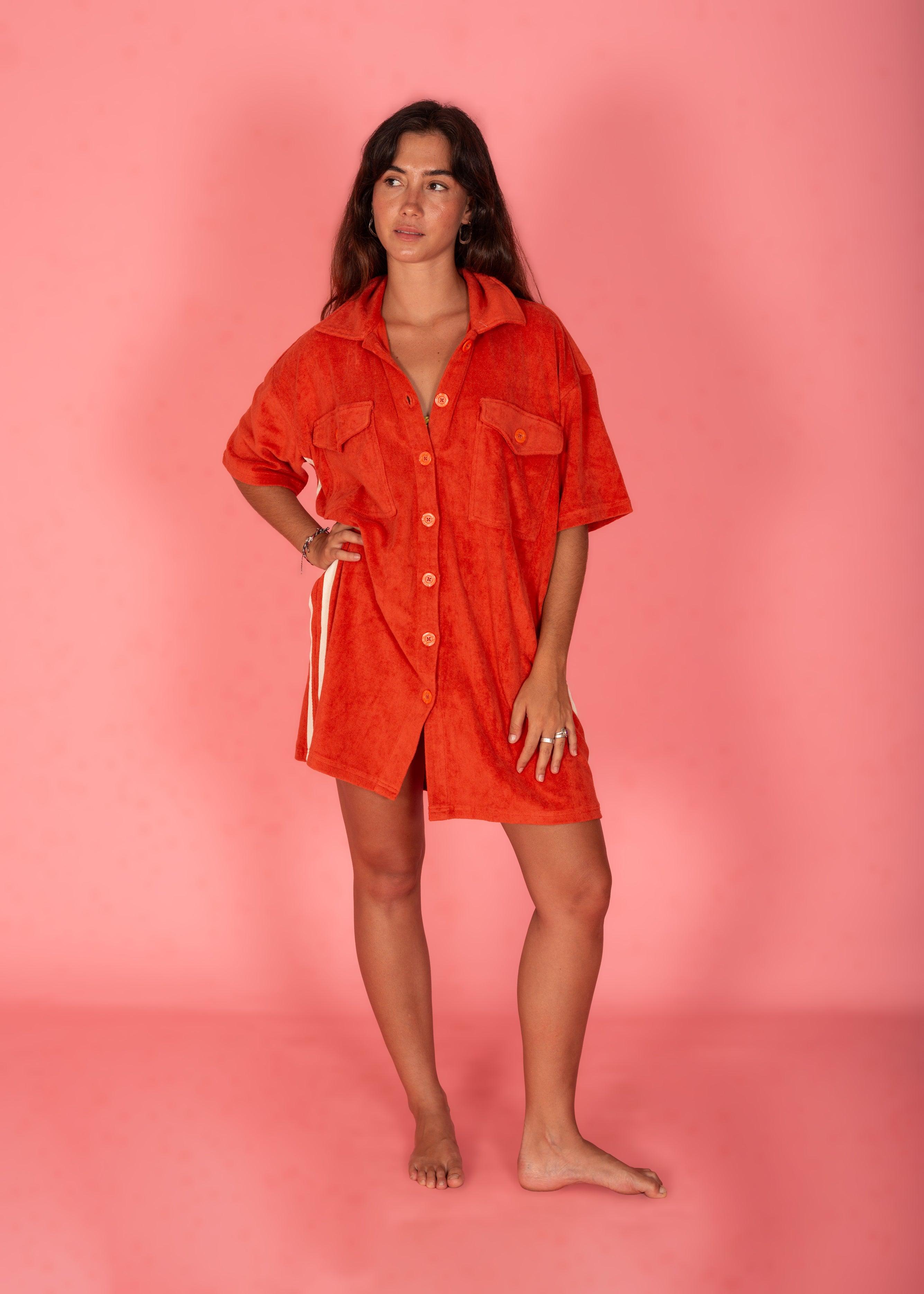 Model wearing Après Surf Dress