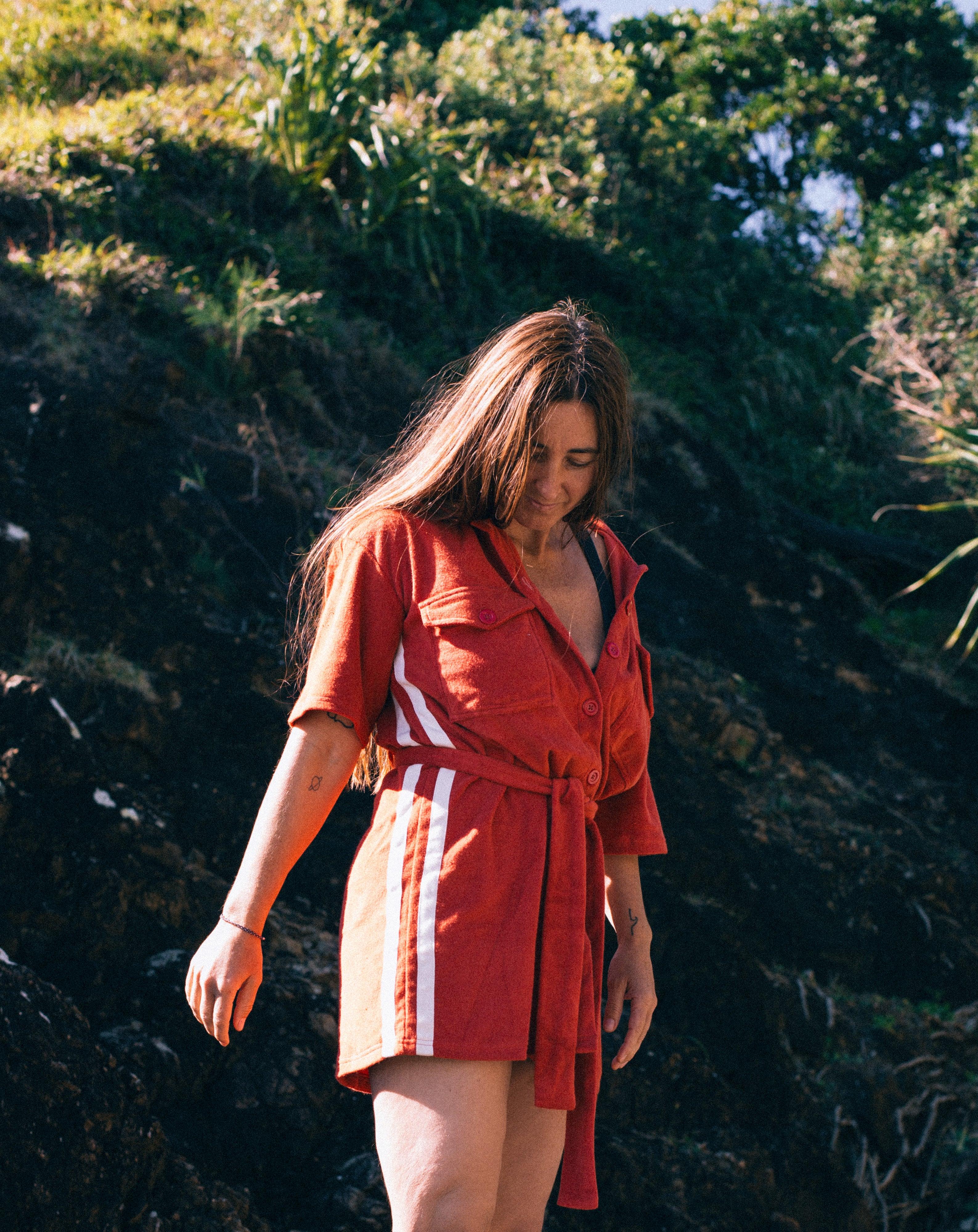 Model in Après Surf Dress outdoors