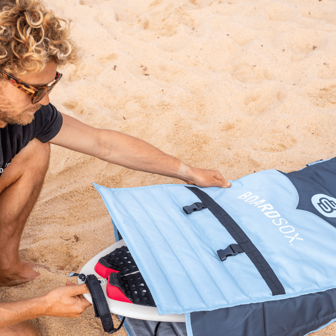 Surfboard cover in use