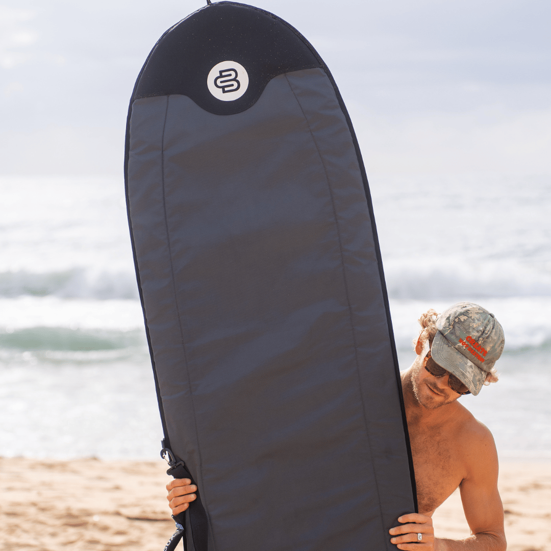 Surfboard cover held up