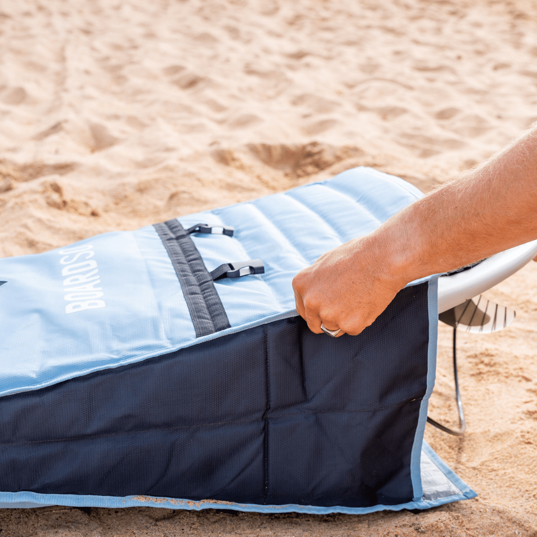 Surfboard cover in use