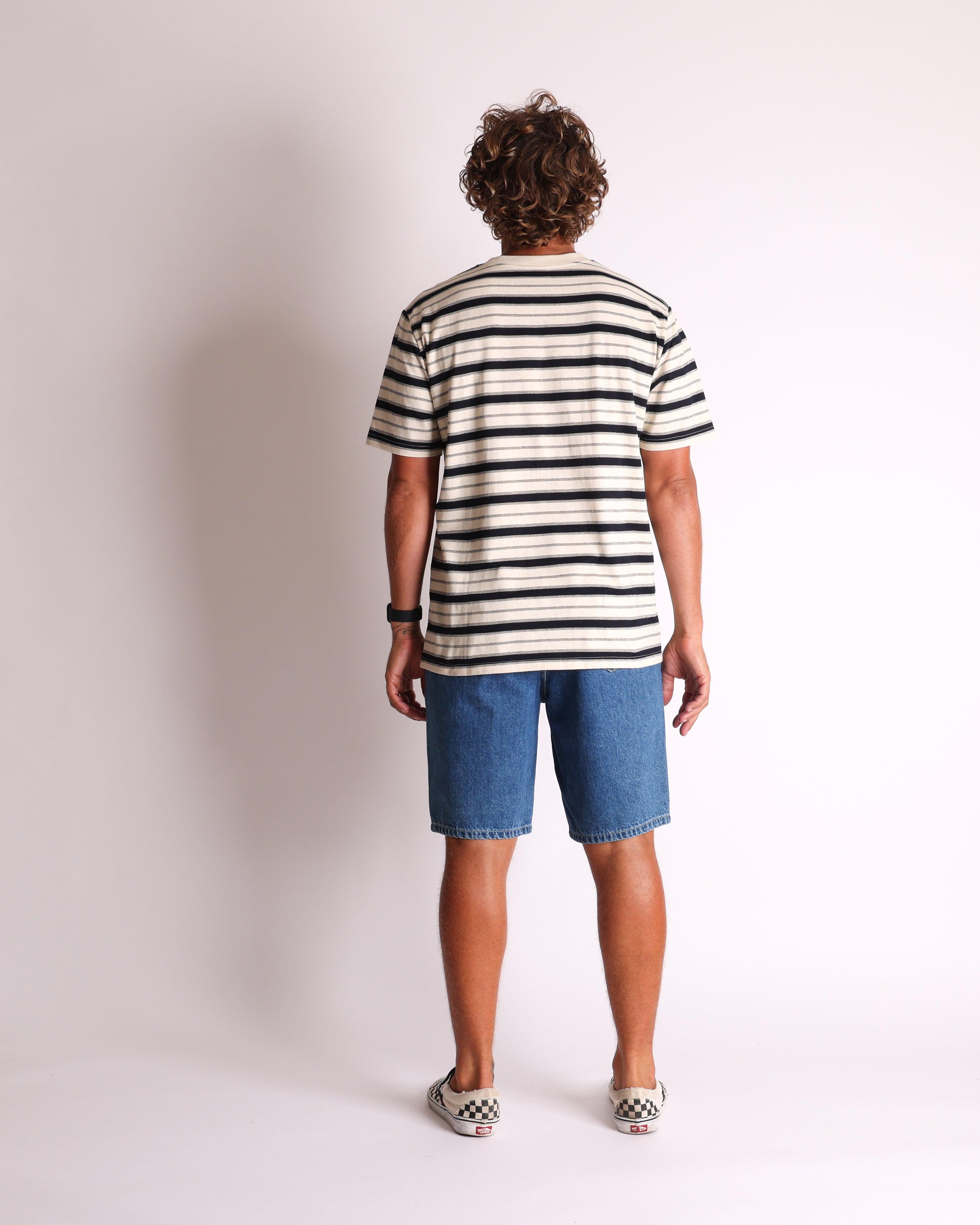 Bone/Black striped tee back