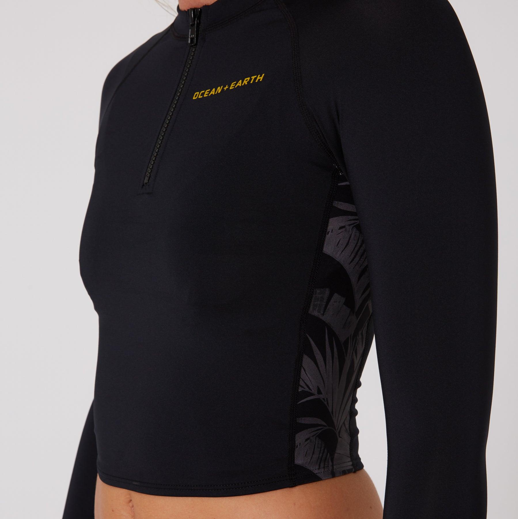 Black long sleeve crop vest