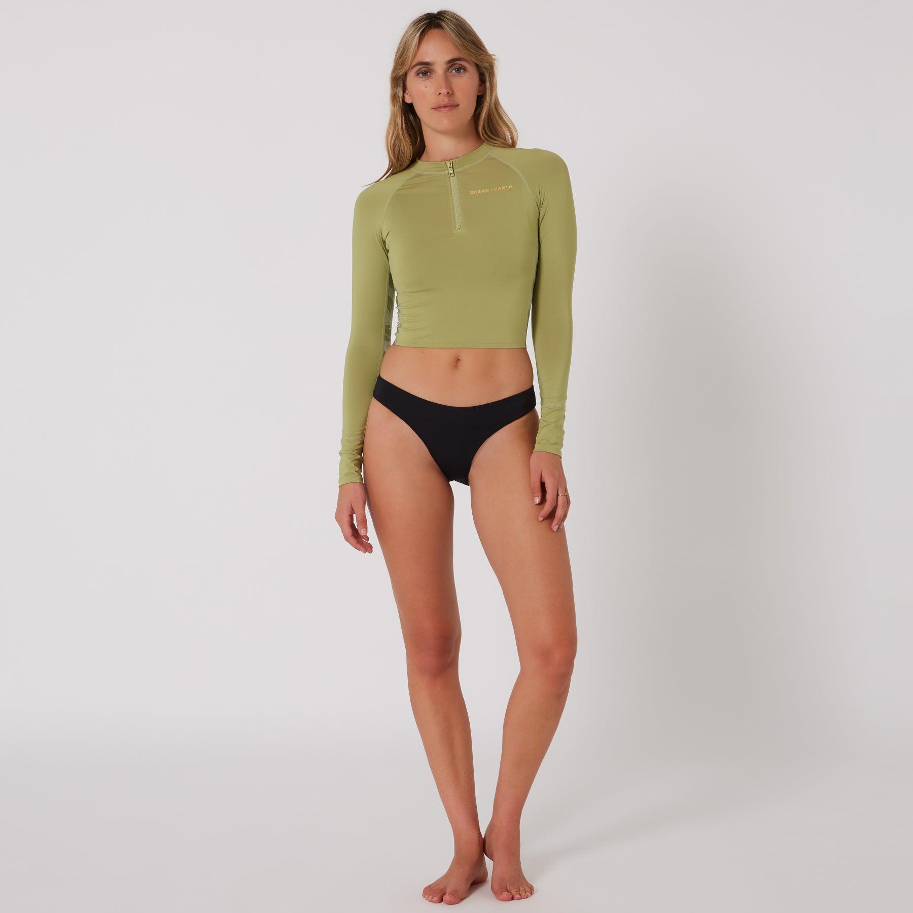 Olive long sleeve crop vest