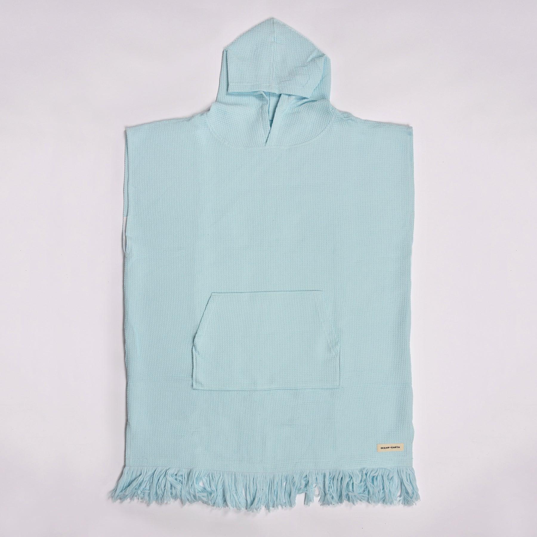 Bleached Aqua Poncho Front View