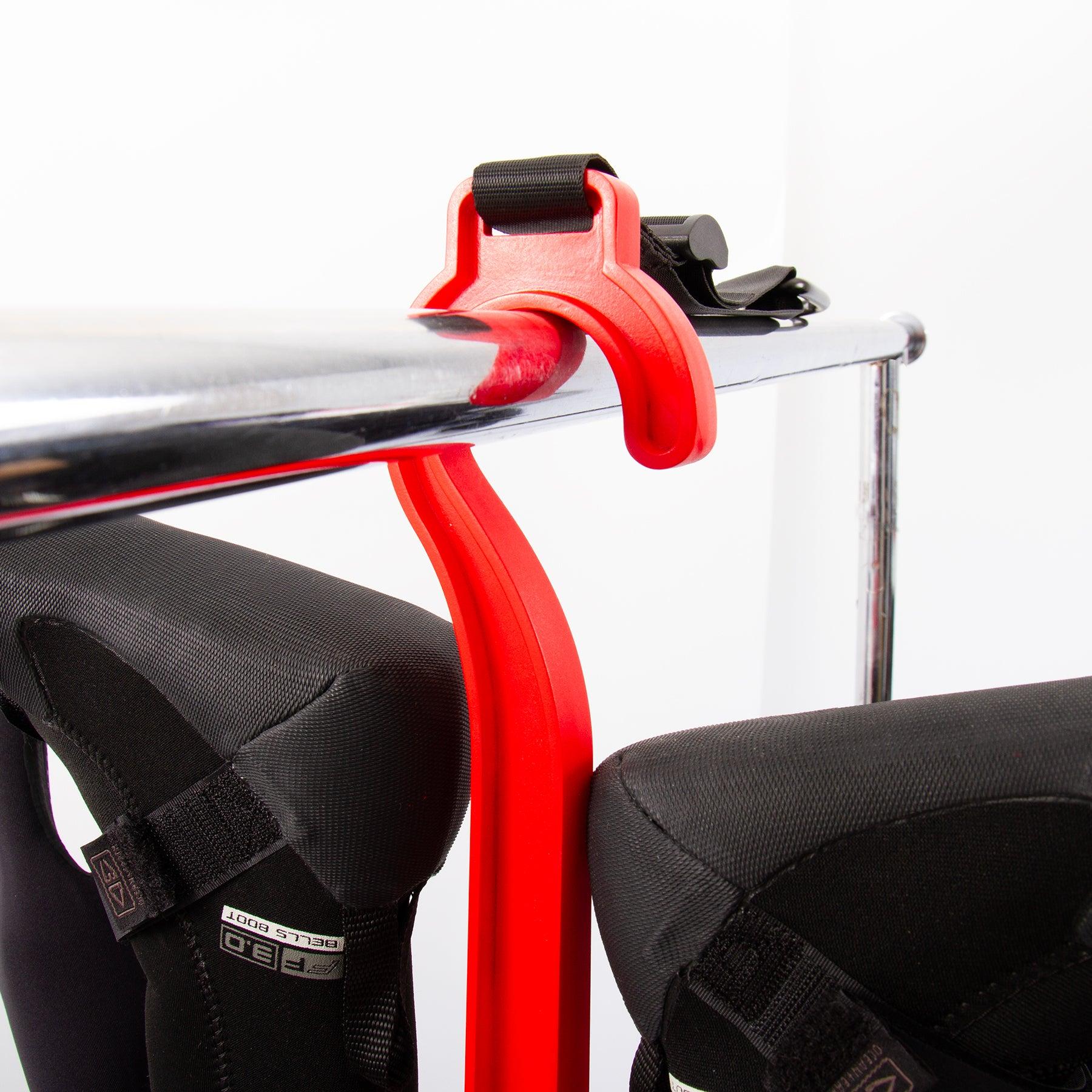 Hanger on rail with boots