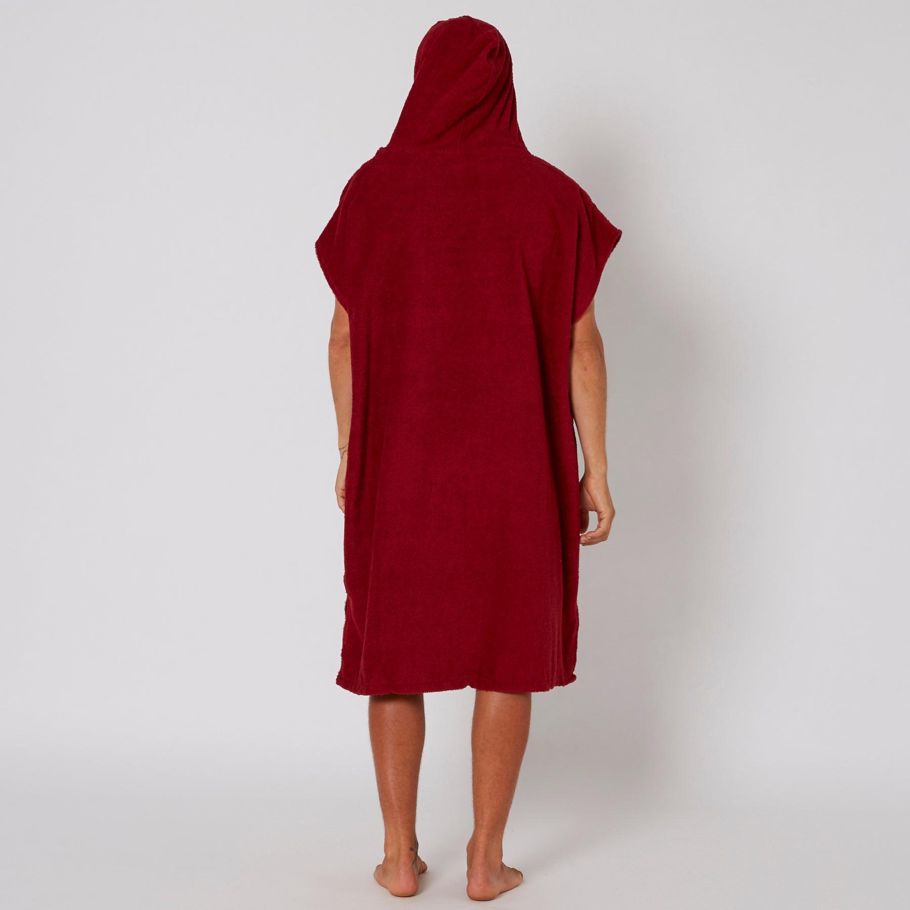 Mens Terry Hooded Poncho - Blood Red