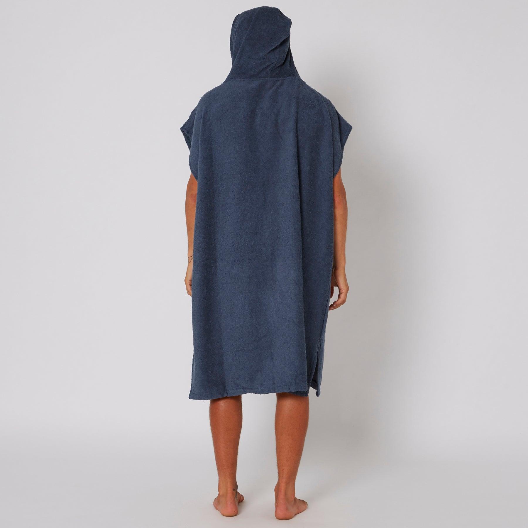 Mens Terry Hooded Poncho - Navy
