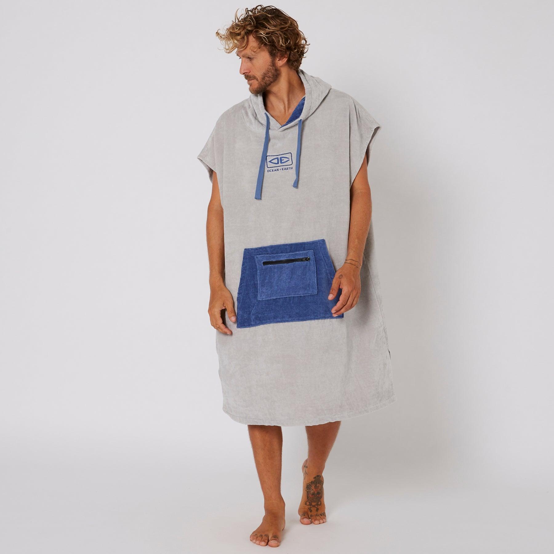 Clear Shot of Mens Daybreak Hooded Poncho Light Grey