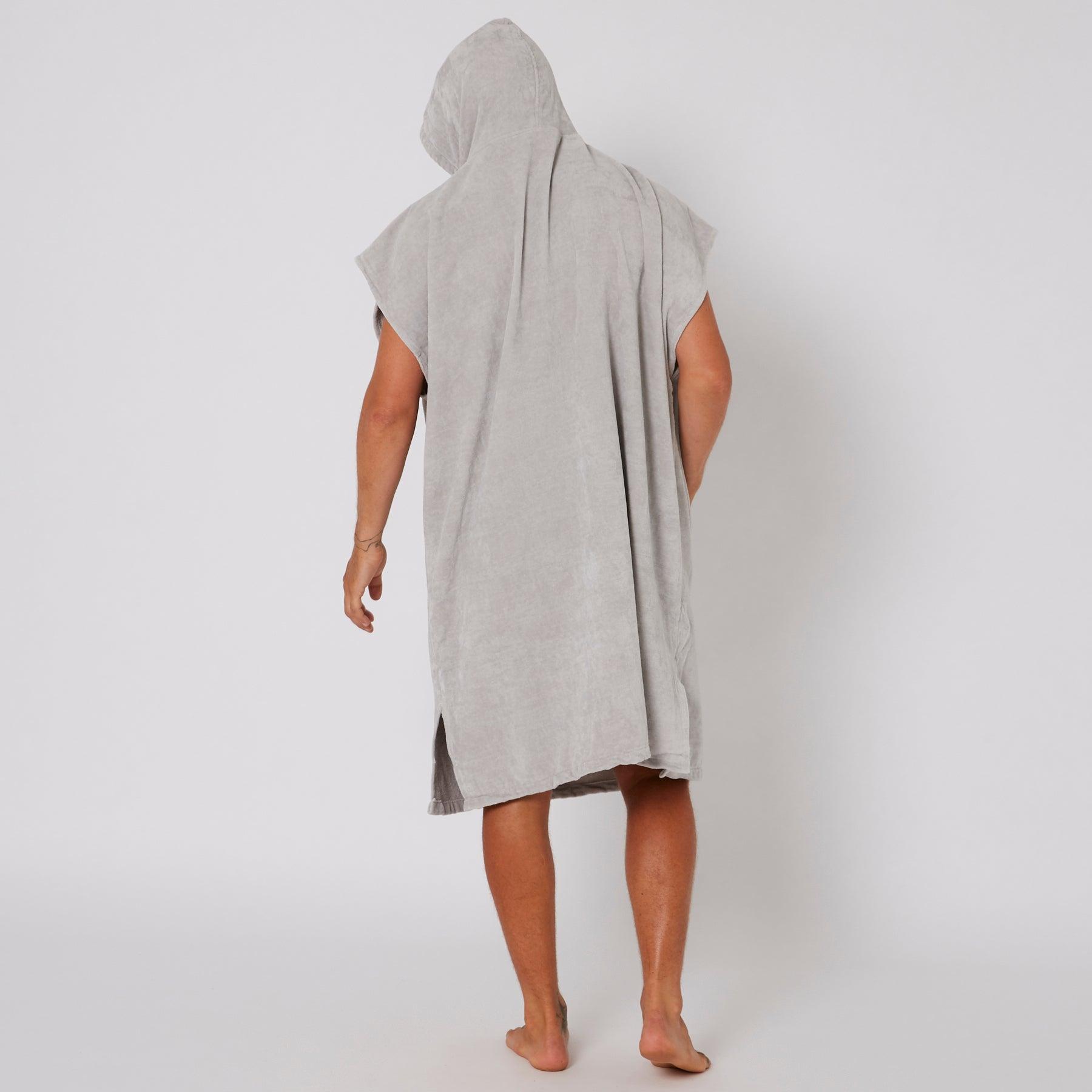 Mens Daybreak Hooded Poncho Light Grey Detail