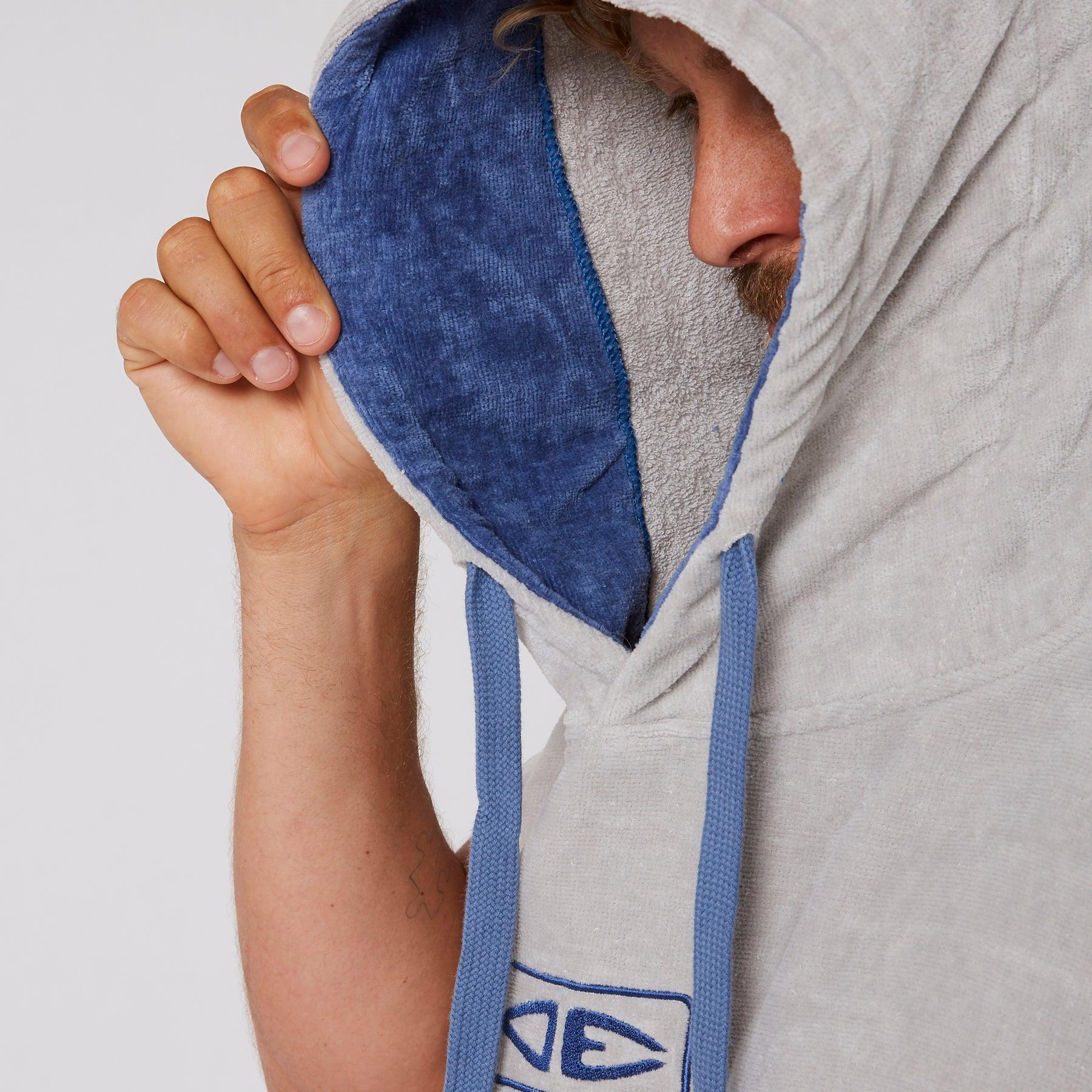 Mens Daybreak Hooded Poncho Light Grey Side View