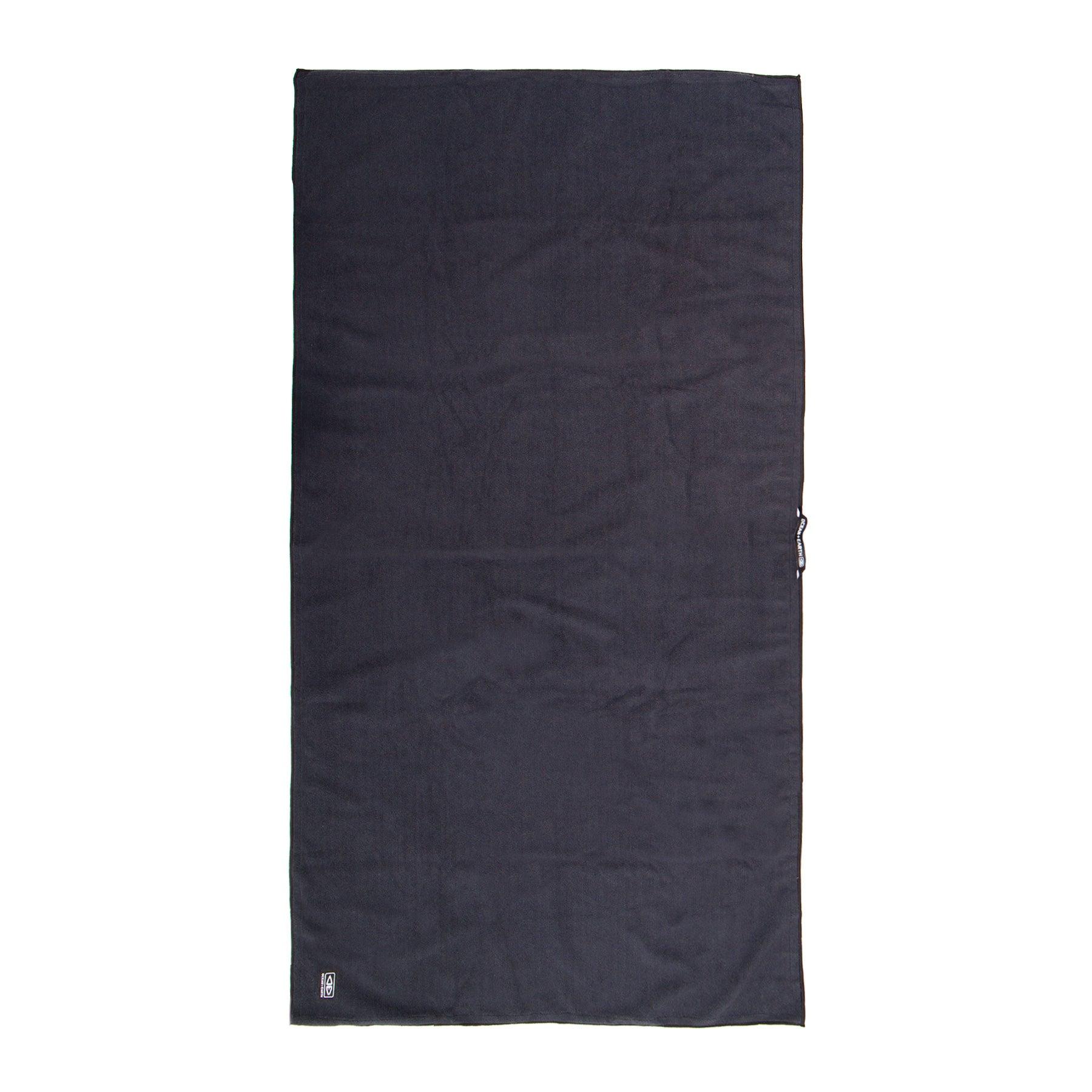 Full view of black travel towel