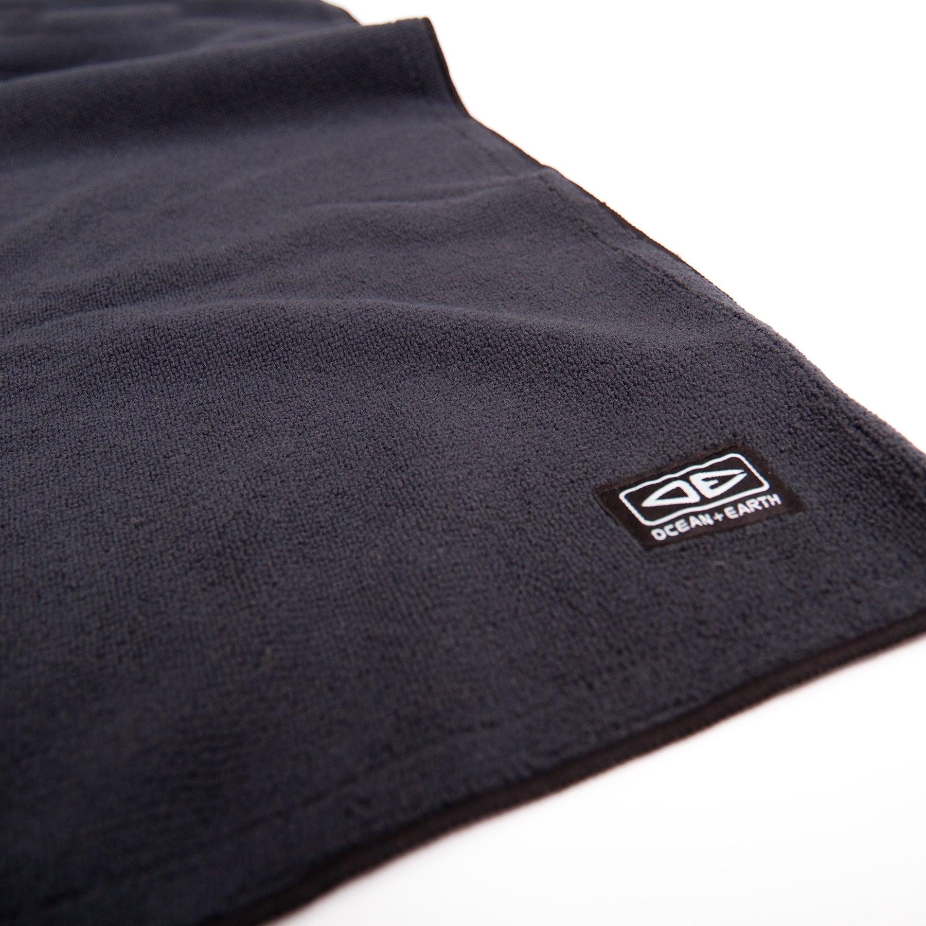 Close-up of towel fabric and logo