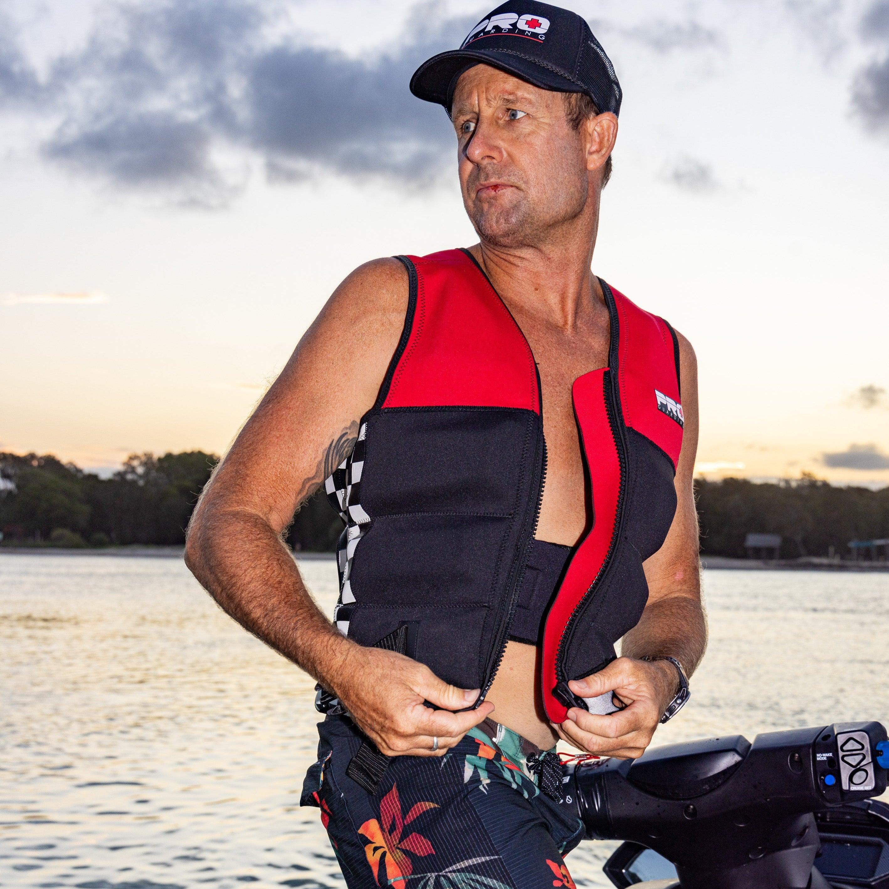 Jet Ski Life Vest - Black and Red