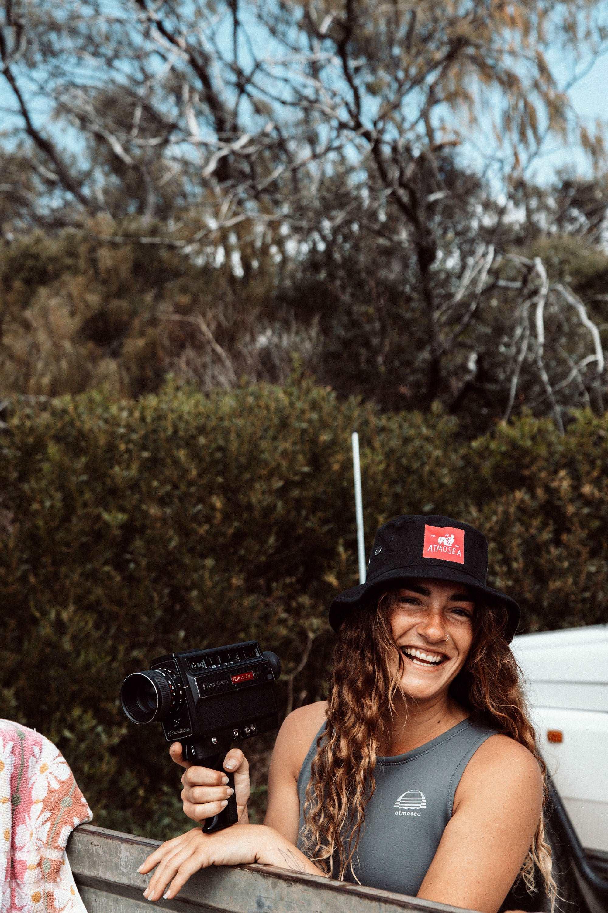 Clear Shot of Hemp Bucket Surf Hat Black