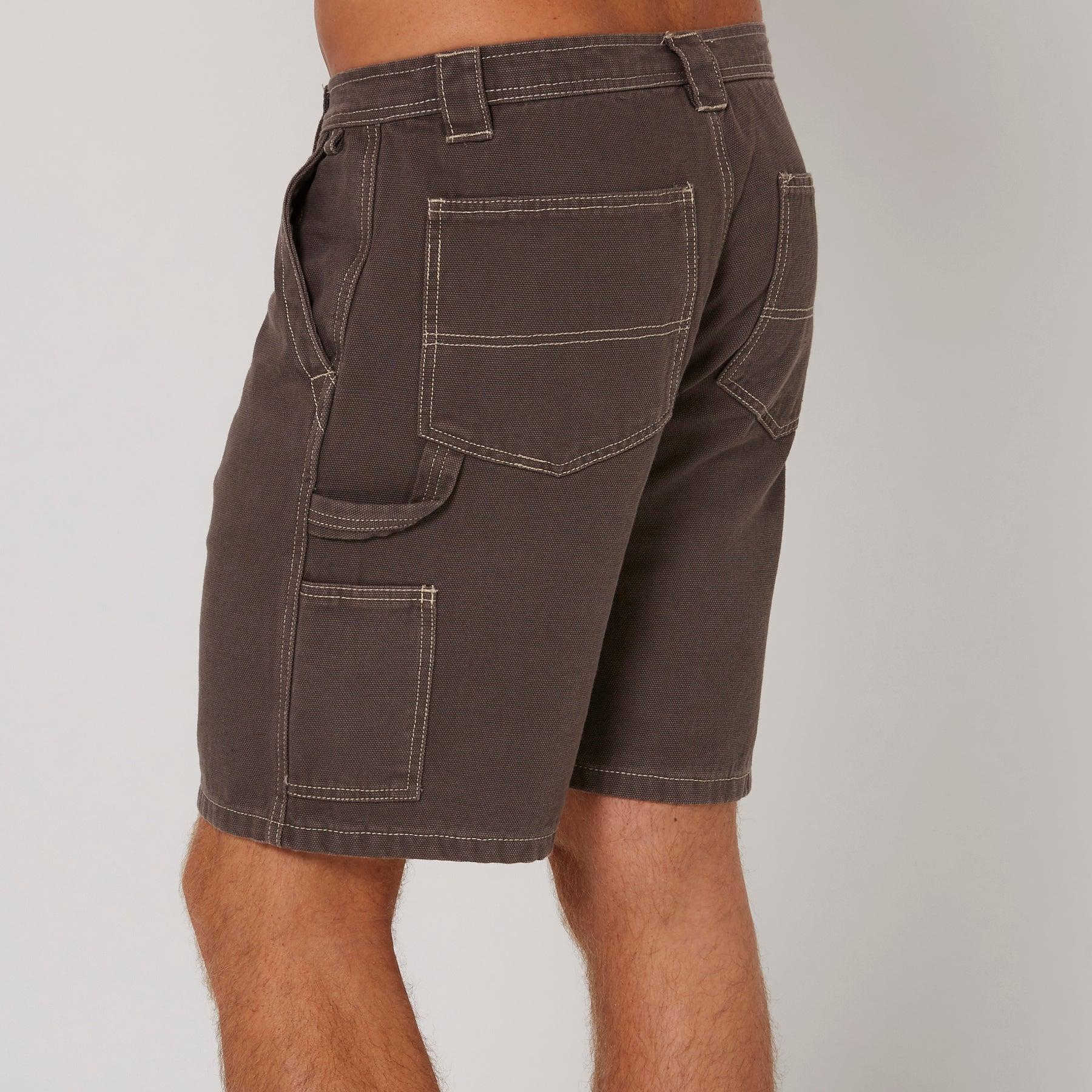 Side view of grey shorts