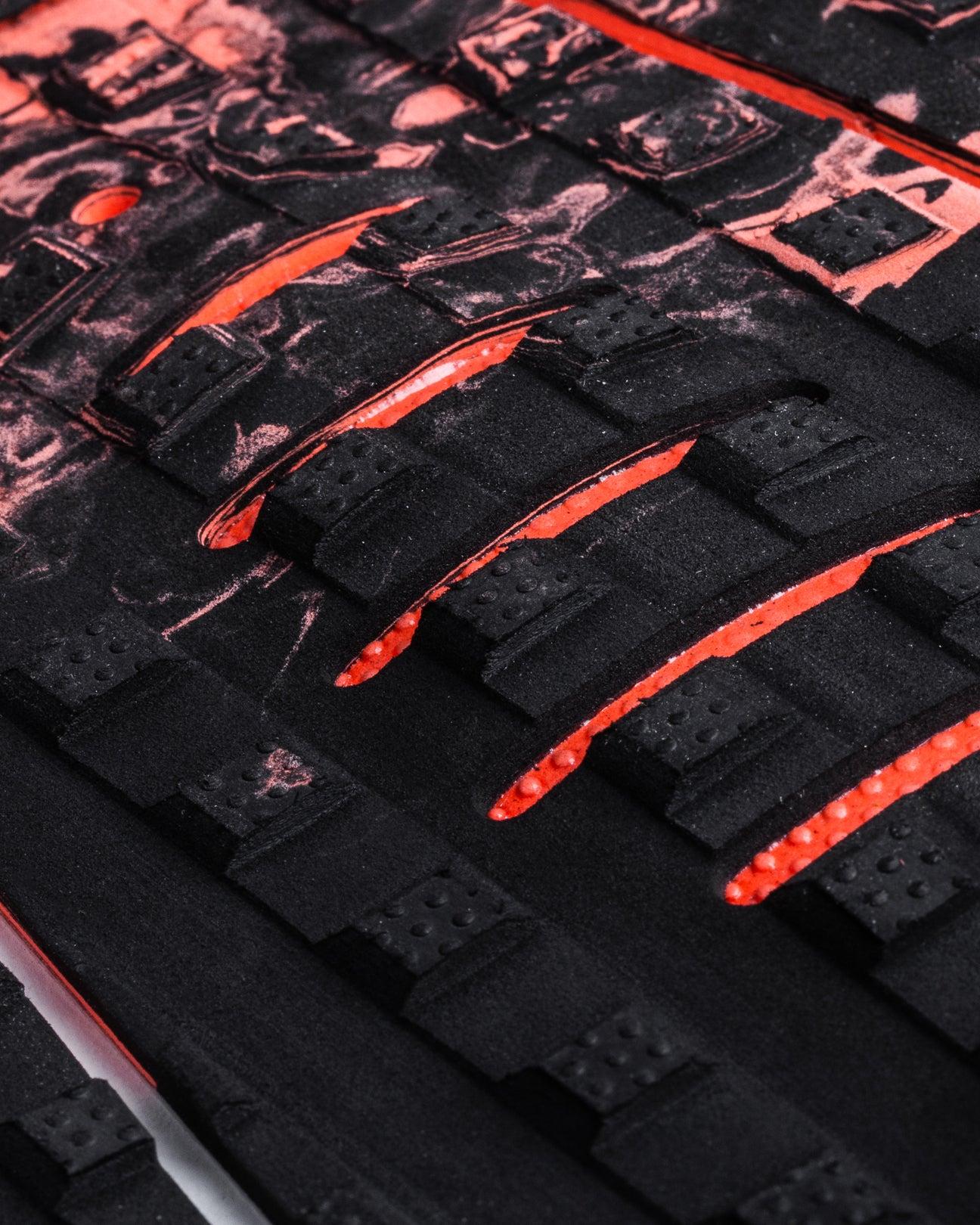 Black Fluro Red Camo close-up