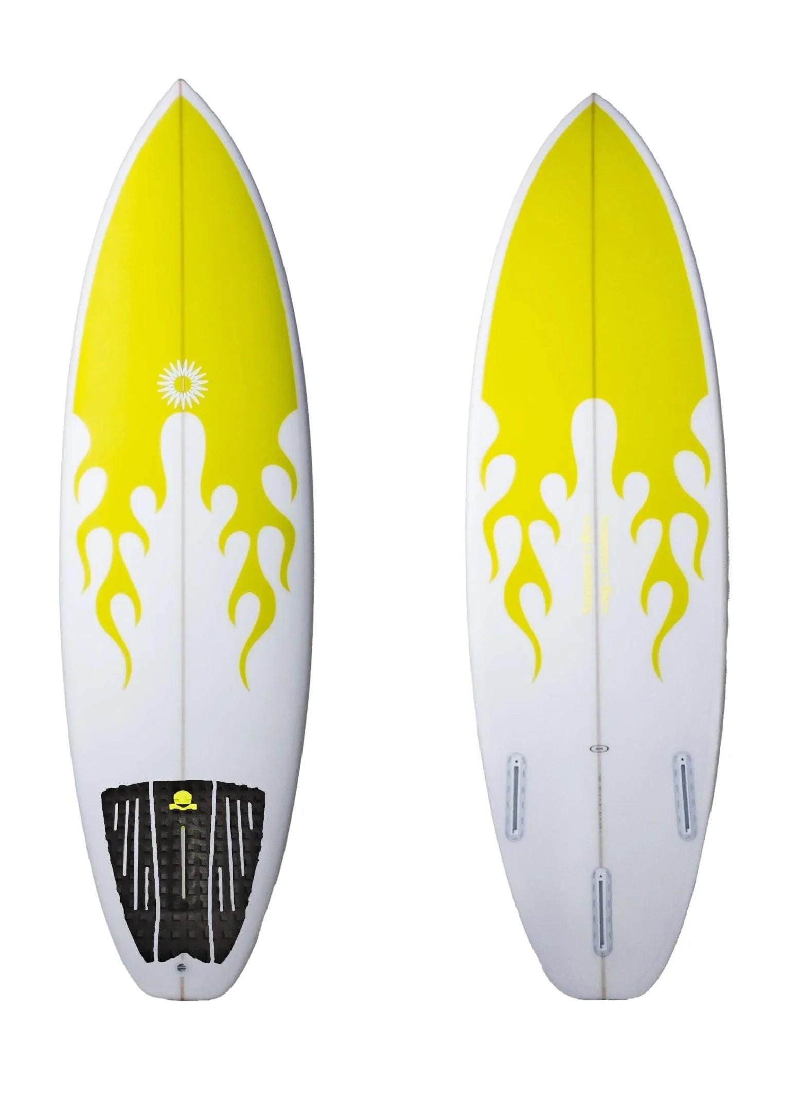 Summer vibes Session 3-Piece GROM SIZE surfboard deck grip traction tail pad - Yellow - Summer vibes