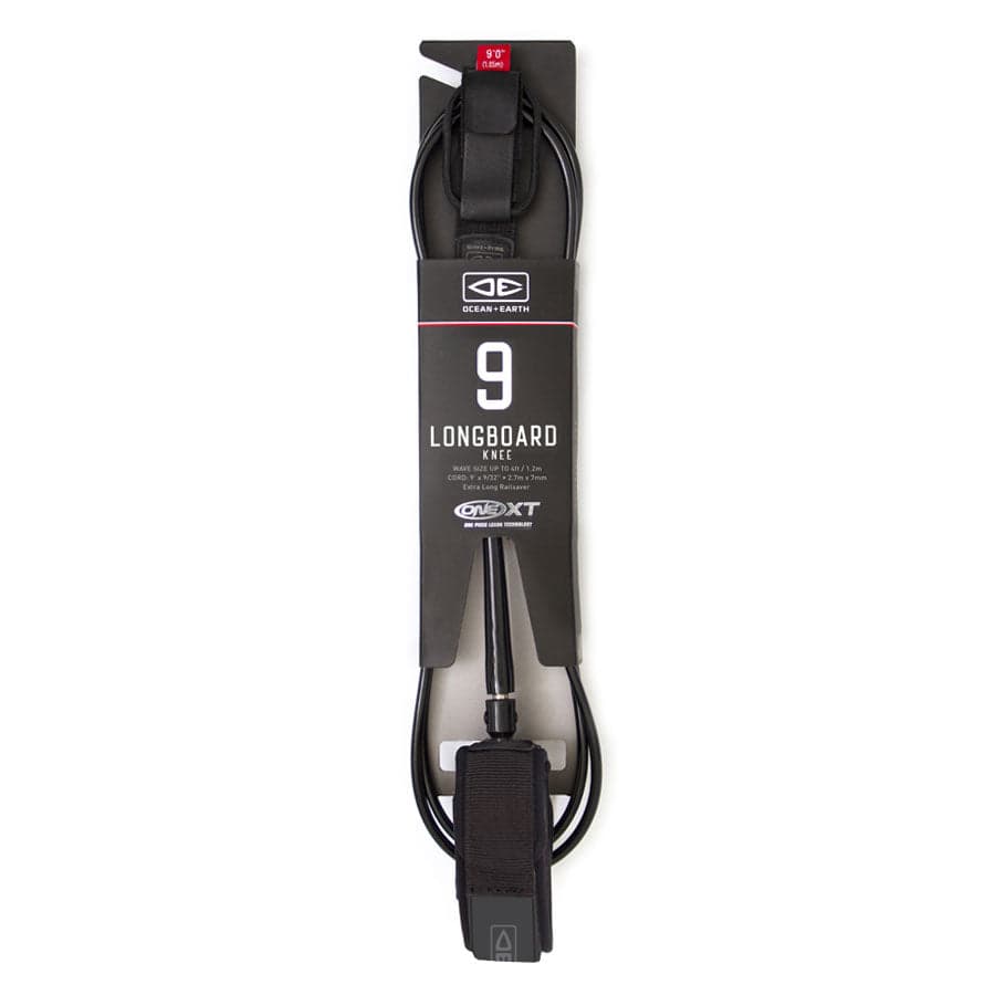 Black Longboard Knee Leash Packaged