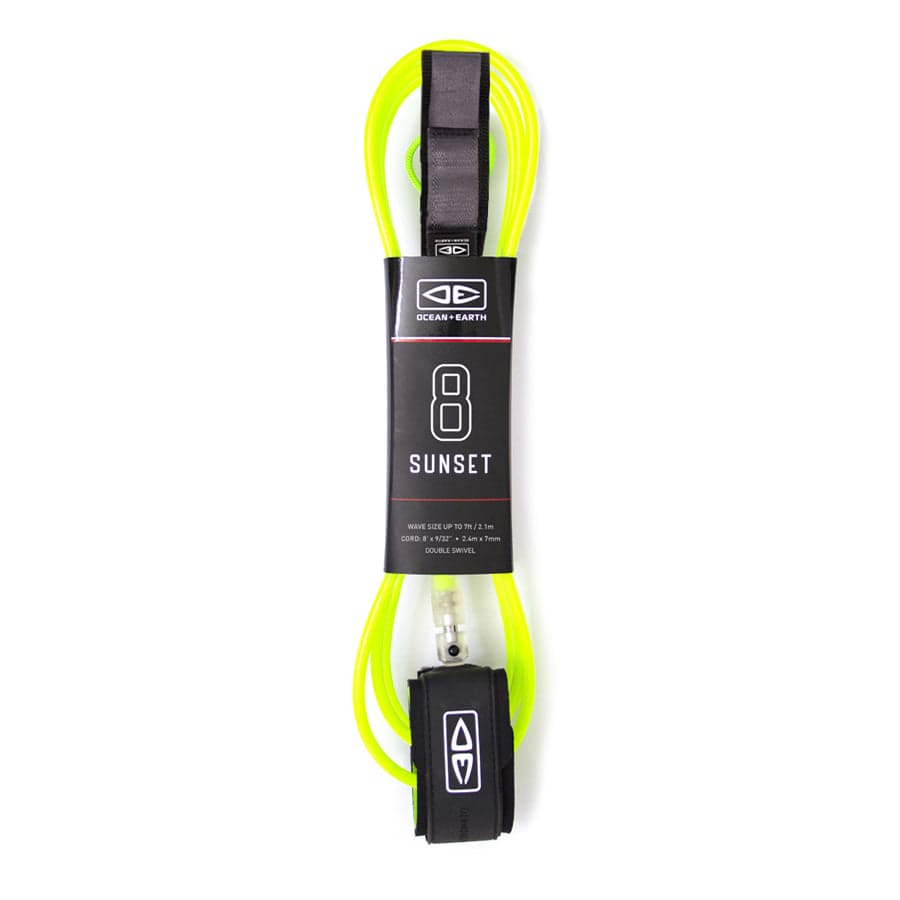 Lime Surfboard Leash packaged