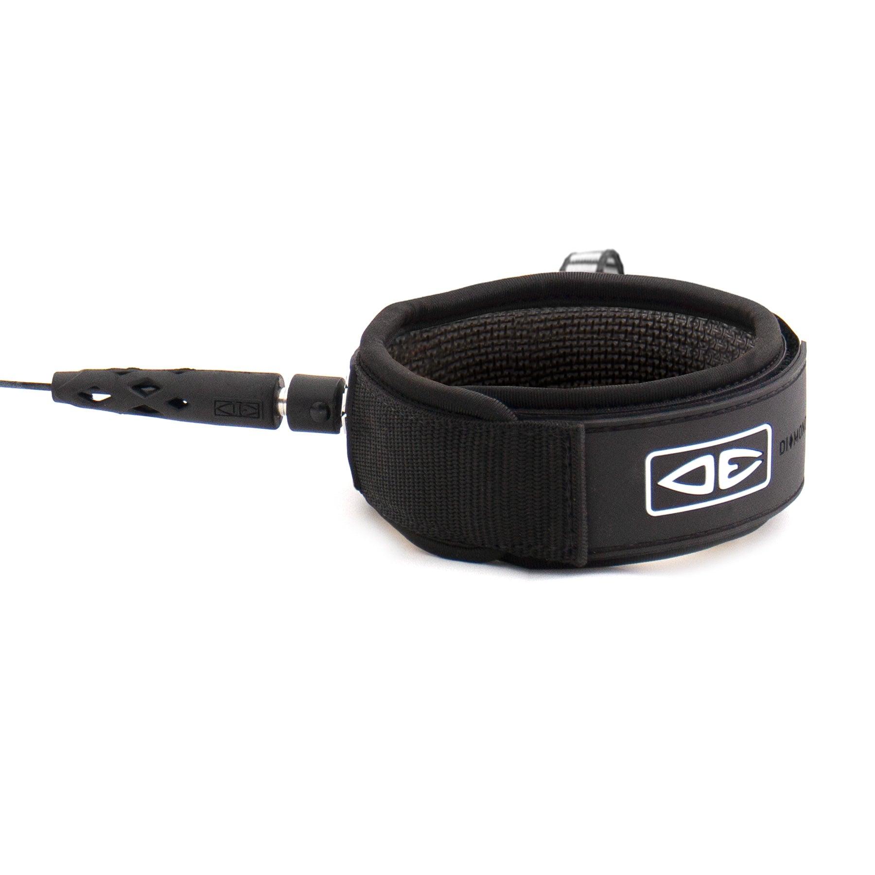 Black knee coil leash close-up