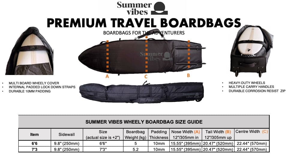 Summer vibes Premium Wheely Travel Cover 3-4 Surfboard Boardbag